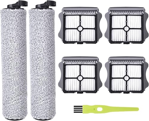 Rodillo de cepillo de repuesto y filtro de vacío compatible con Tineco iFloor 3 e iFloor One S3 Aspiradora inalámbrica en seco (2 rodillos de
