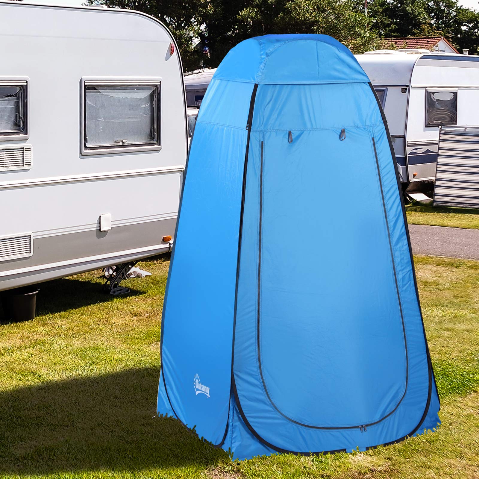 Outsunny Pop-up Duschzelt, tragbare Toilettenzelt mit Tragetasche Fenster Mobile Umkleidezelt WC Zelt Privatsphäre Toilette Umkleidekabine Wurfzelt Lagerzelt für Outdoor Camping Strand