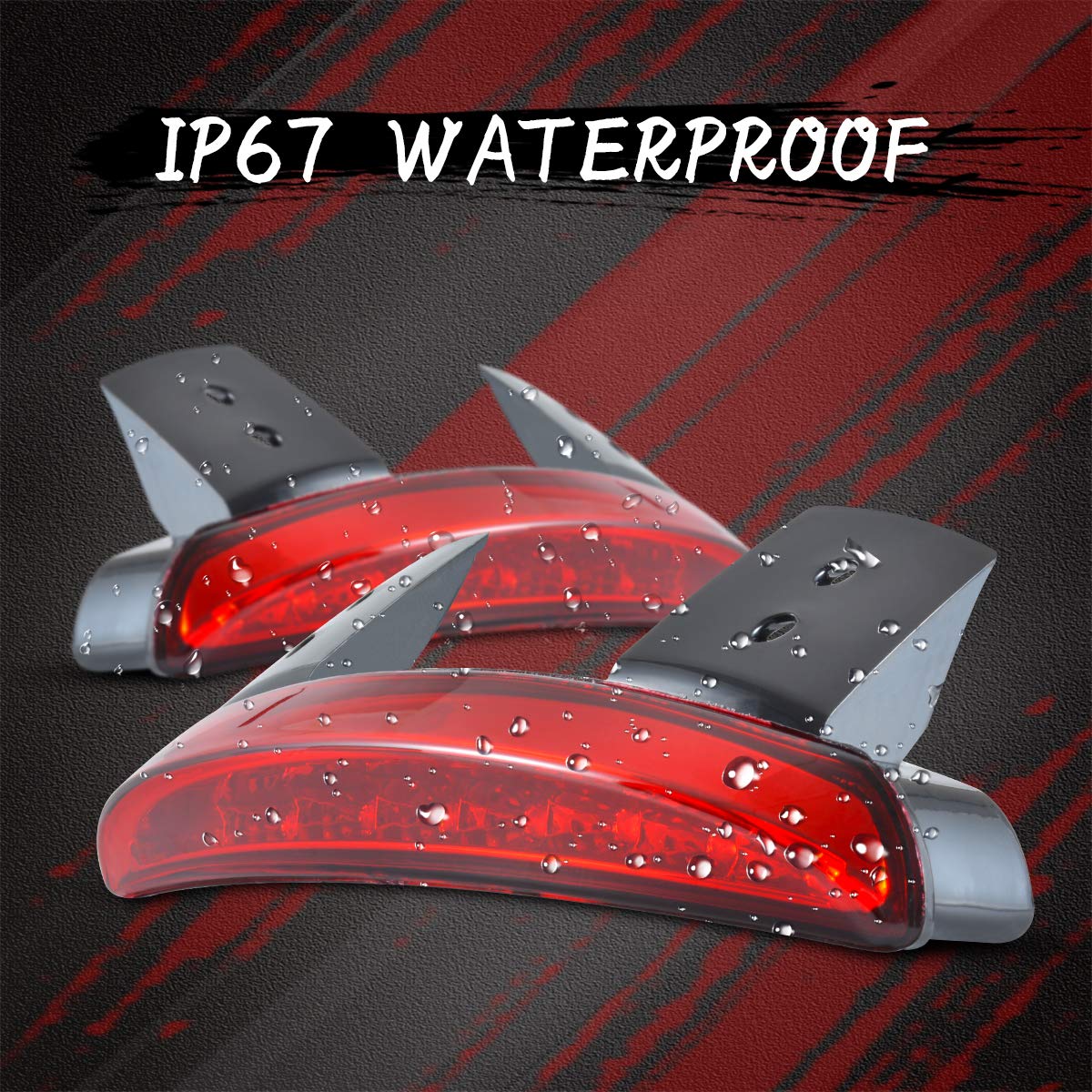Fanale posteriore a LED per parafango rosso smussato per Harley XL883N XL1200 eB