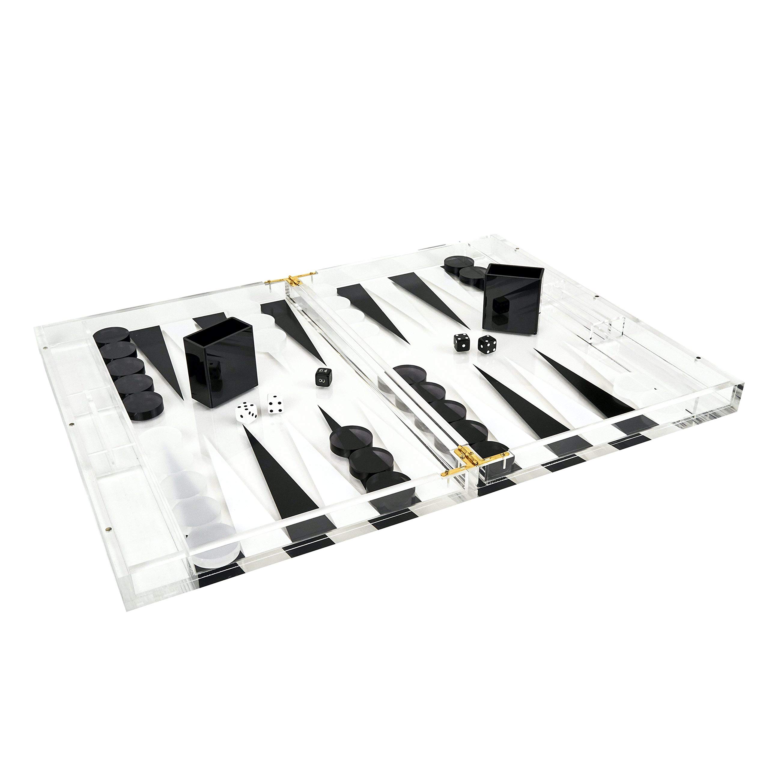 Tizo Backgammon Lucite Black and White Set
