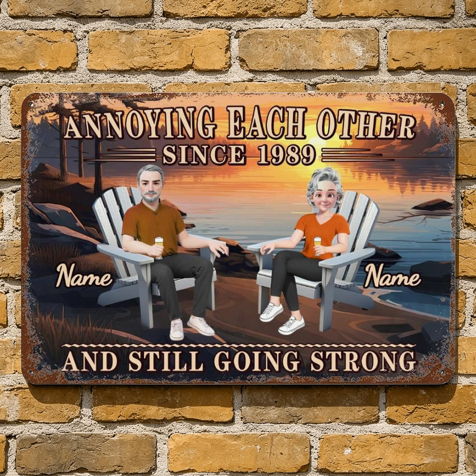 Personalized Annoying Each Other Since And Still Going Strong Couple Metal Sign Plaque Wall Art, Custom Name Old Couple Anniversary Metal Sign Home Decor Gifts For Him Her Wife Husband (style 02) โ image 1