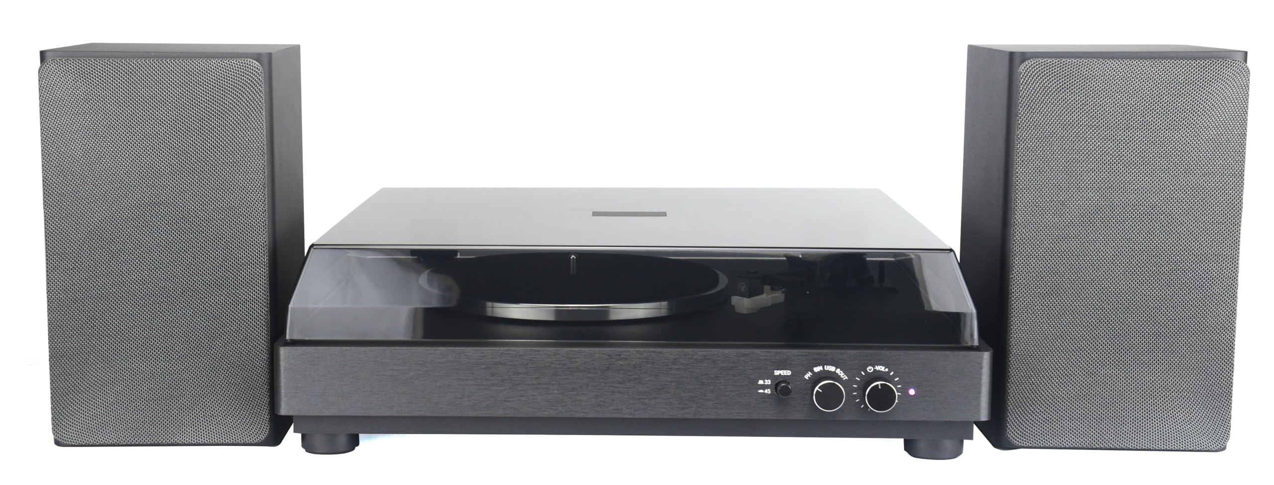 Majestic TT 64 - Tourne-Disque 33/45 Tours, entrée et Sortie Audio sans Fil, Haut-parleurs stéréo externes 30 W, entrée USB, Noir