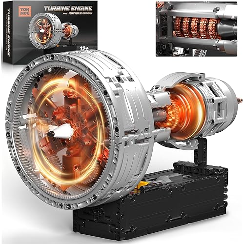 Tuajixz Motorized Turbofan Engine Building Blocks, Realistic Aircraft Engine Building Set, Jet Engine Replica with Motor, Simulating Real Operation, STEM Educational Toy & Aviation Gift, 808Pcs