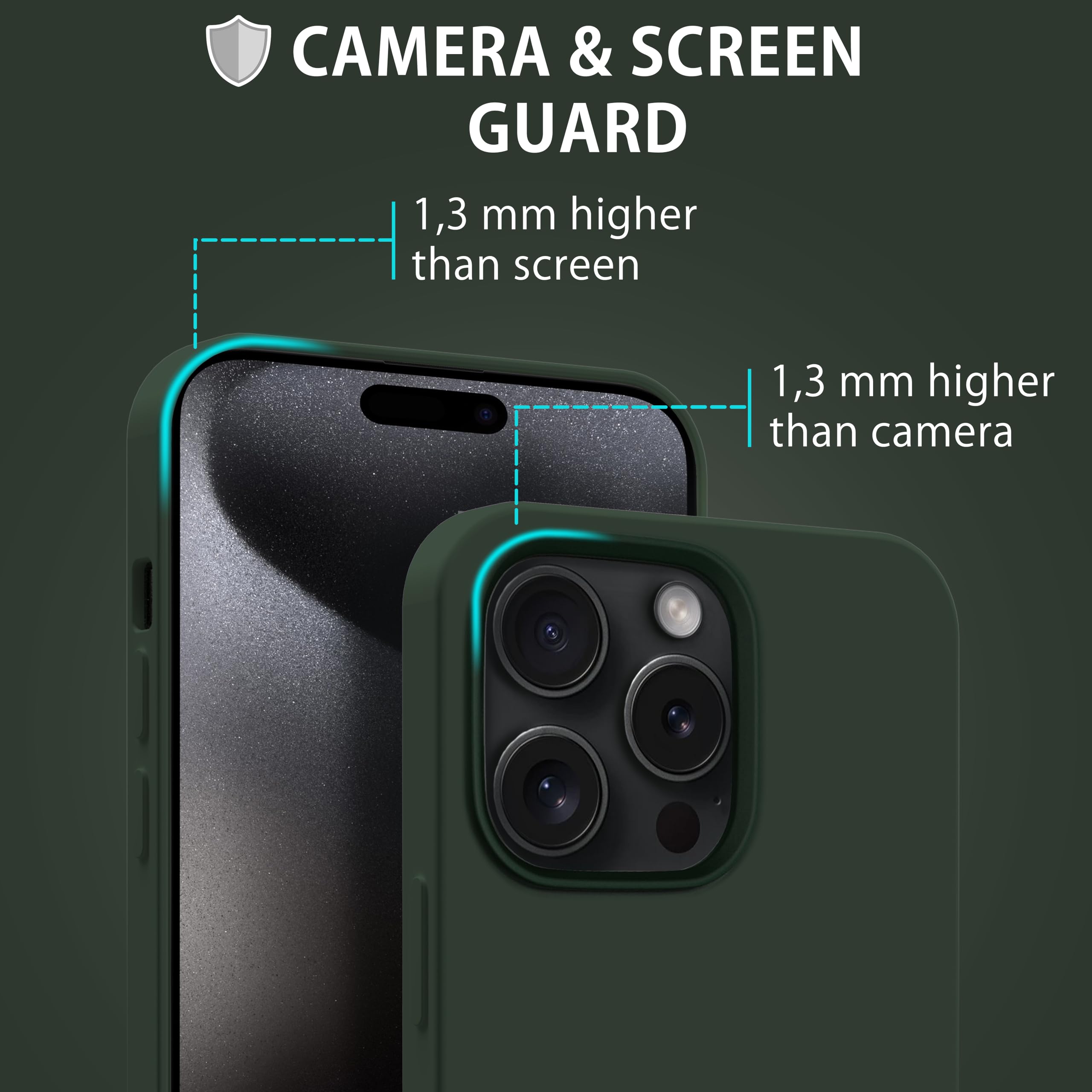 MyGadget Handyhülle Für IPhone 15 – 3-Lagen Schutz, Olivgrün | Stoßfest, Kratzfest, Mit Mikrofaser-Inlay