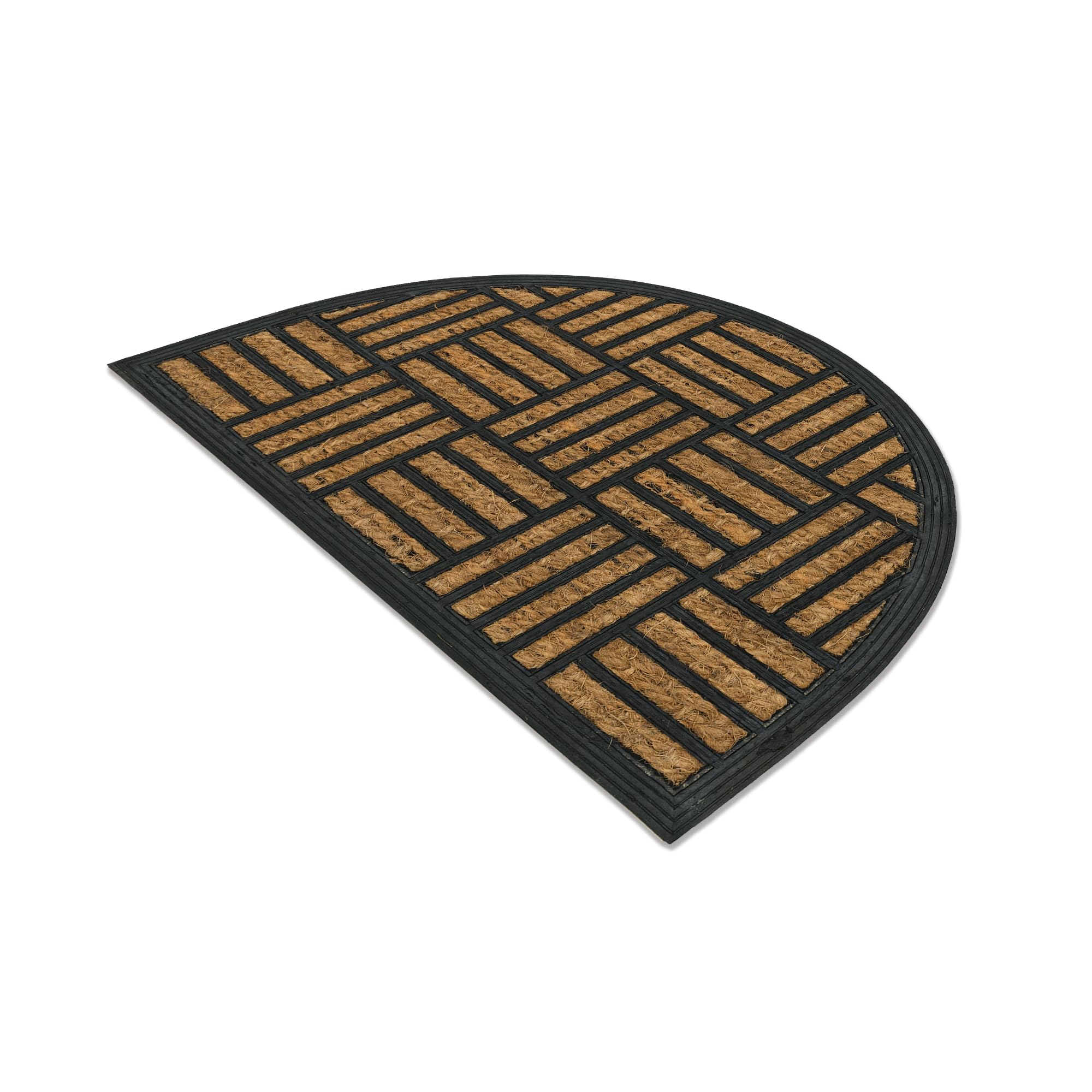 Comart - Zerbino Capitol - 40x60 cm - Zerbino in Cocco con Disegni in Gomma - Tappeto per Ingresso Esterno e Interno - Fondo Antiscivolo Gommato - Facile da Pulire - Mezzaluna - Design Geometrico