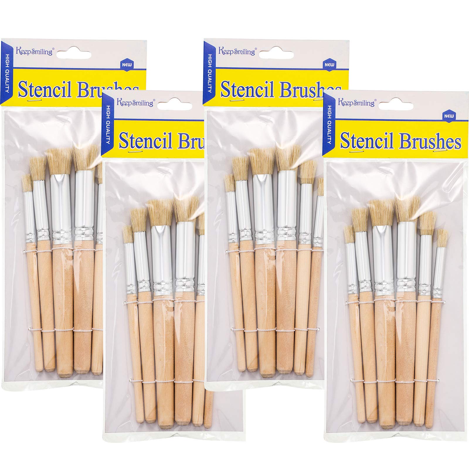 Wooden Stencil Brushes Natural Stencil Bristle Brushes Art Painting Brushes Wood Paint Template Brush for DIY Crafts Card Making Acrylic Oil Watercolor Art Painting Supplies, 3 Sizes (24)