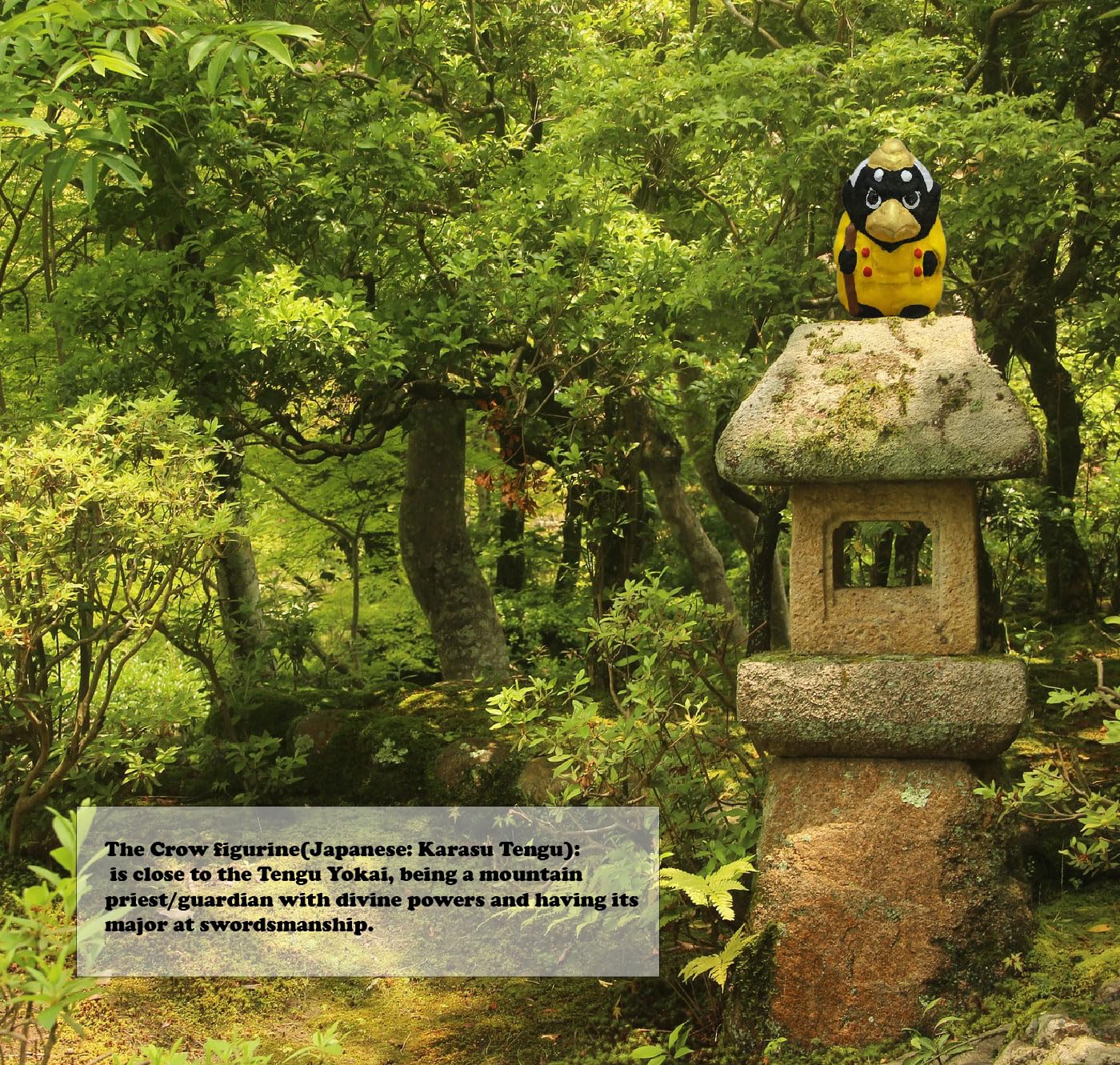 Figura de cerámica tradicional japonesa, decoración de muñeca para la buena suerte (Yokai 2 zorros, 1 cuervo)