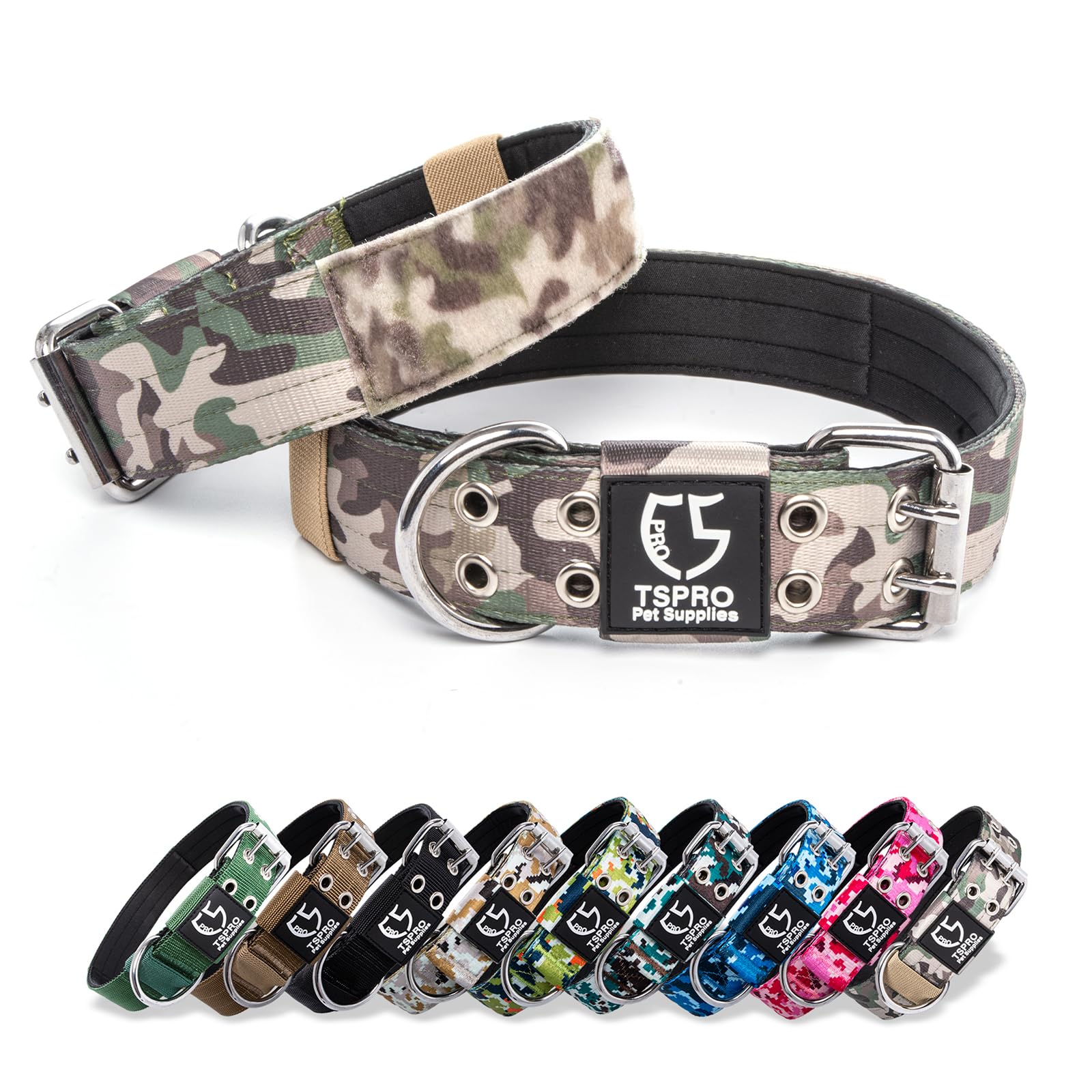 TSPRO Collar Táctico para Perros Ajustable, Collares con Broche de Metal Robusto, de 3,8 cm de Ancho, Duradero y Cómodo para Perros Medianos y Grandes (Camo Rosado M) — view 30