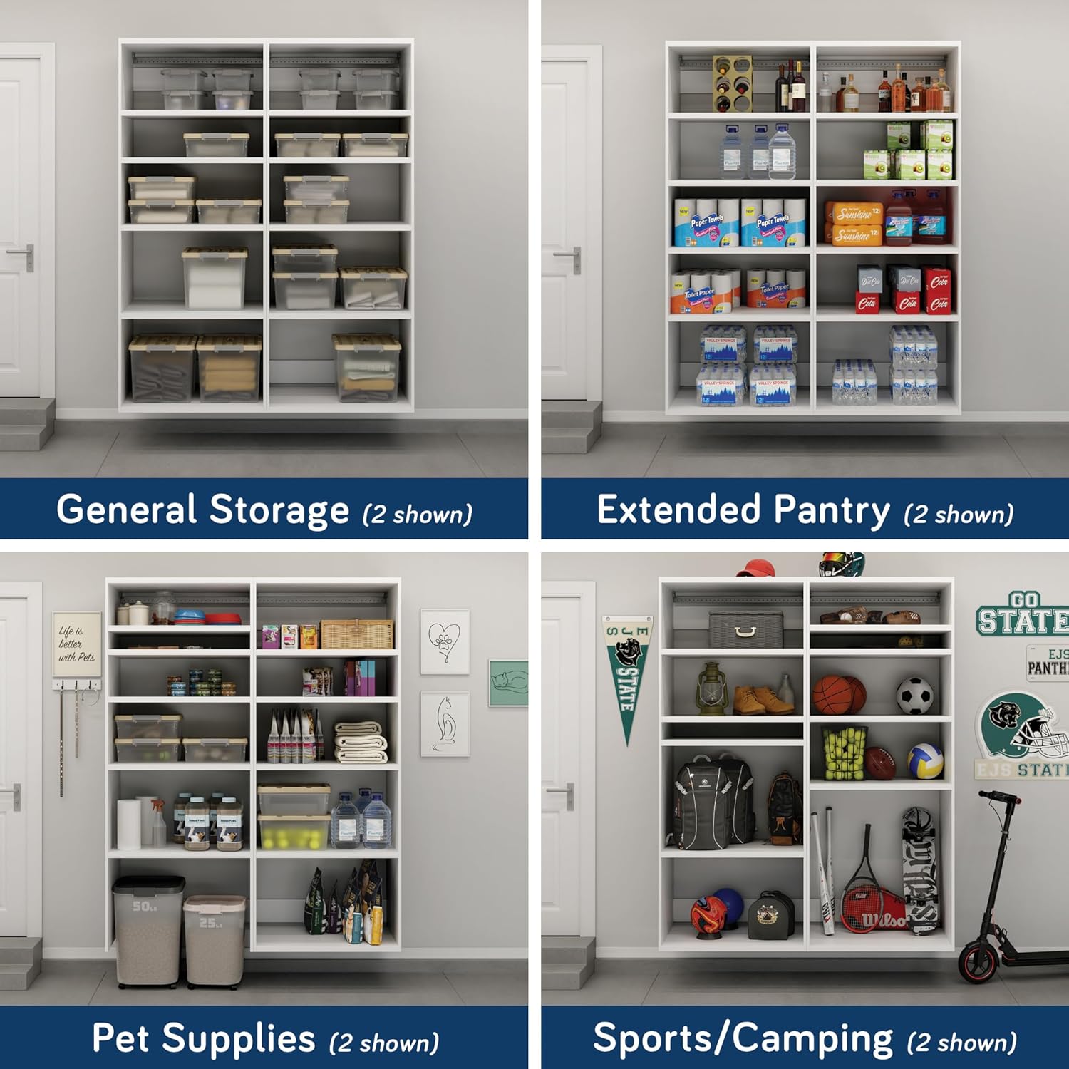 Sauder GarageCore 83" hx23 d Shelves, White Finish