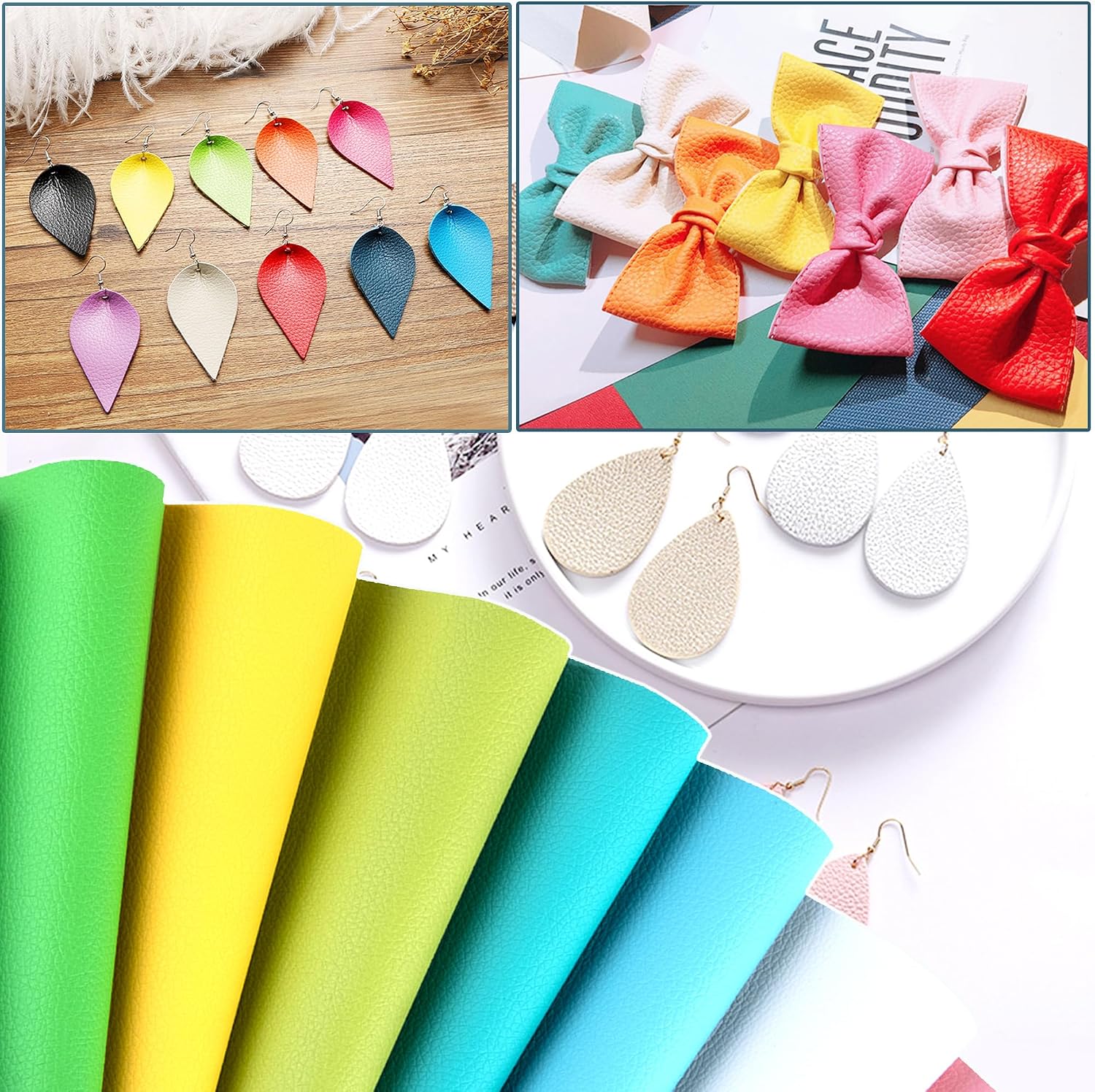 18 Pcs Faux Leather Sheets, 8 x 12 Inch Colored Leather Material for Bows, Leather Earrings,DIY Craft Projects