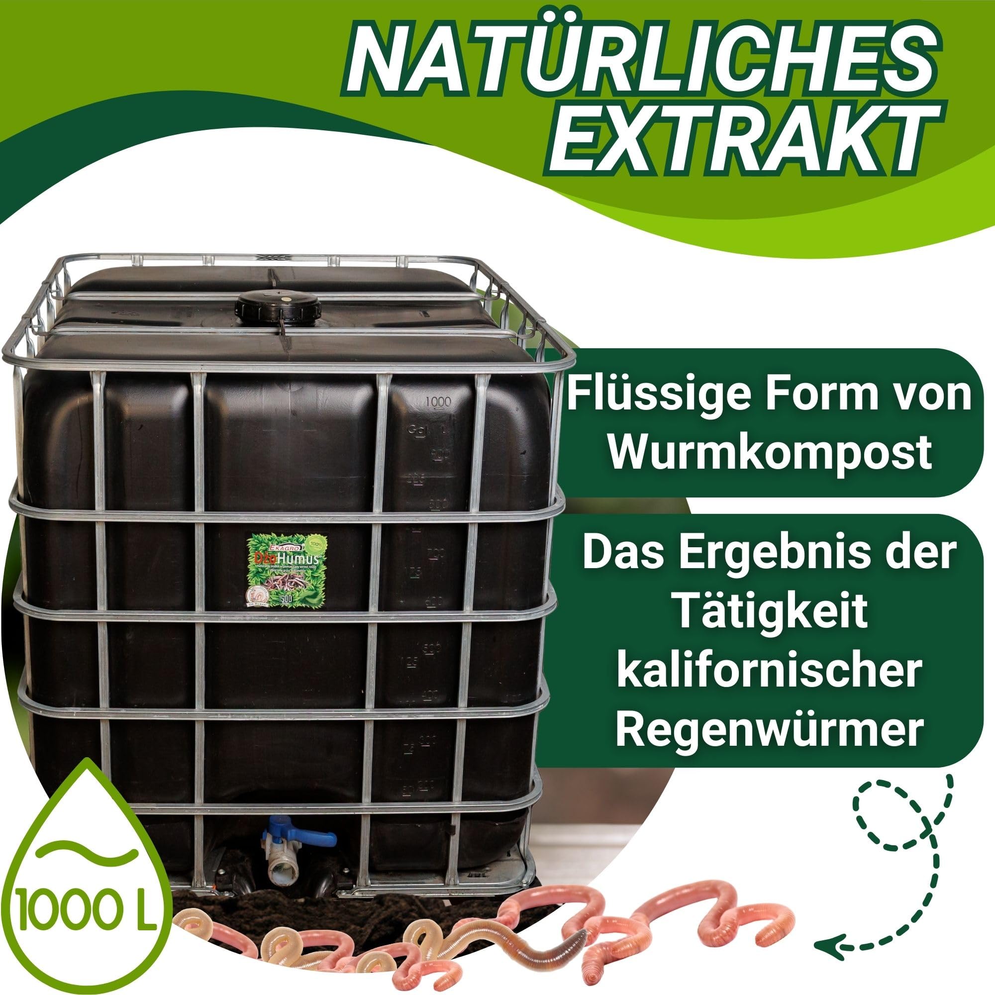 DżoHumus BIO Dünger 1000L Obst und Gemüsedünger | Compo Blumendünger Flüssig für Wachstum | Natürlicher Pflanzendünger für alle Grünpflanzen | Grünpflanzendünger für Große Garten