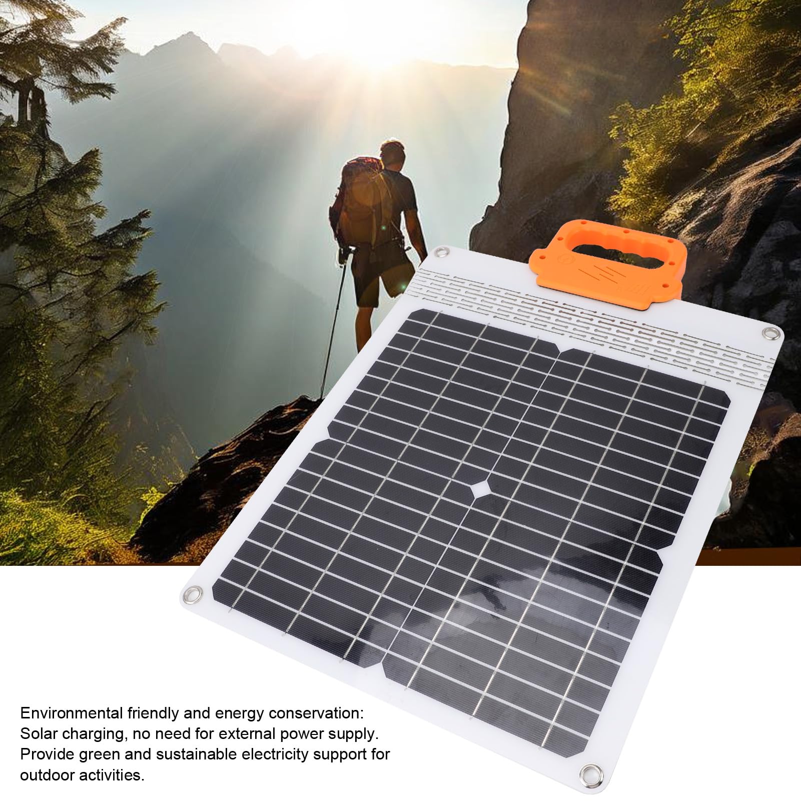 Cargador solar portátil de 20 W, fuente de alimentación eficiente para camping y actividades al aire libre, diseño ligero