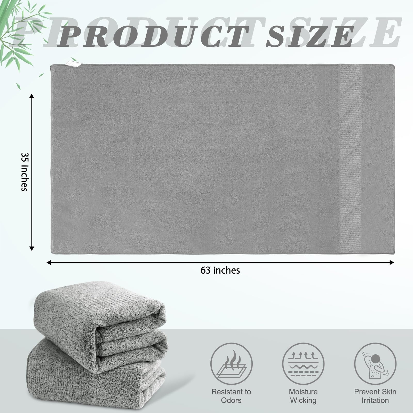 SEISSO Paquete de 2 Toallas de Baño, Sábanas de Baño de Fibra de Bambú 90 x 160cm, Sábana de Baño Súper Suave, Altamente Absorbente y de Secado Rápido, Uso para Hotel, SPA, Baño, Gris