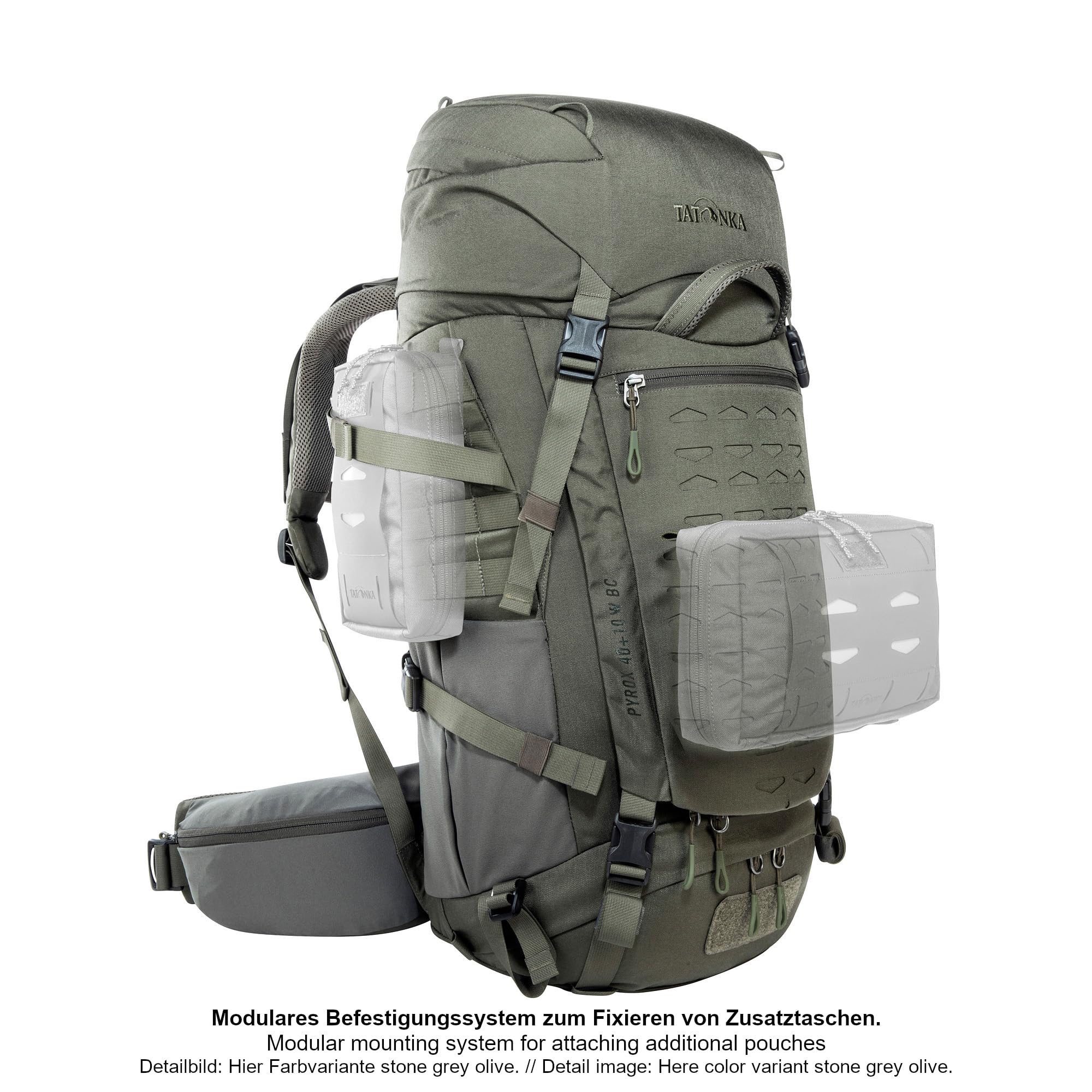 Tatonka Pyrox 40+10 Women BC - Bushcraft-Rucksack für Damen - Mit großer Frontöffnung, MOLLE-System, Bodenfach, Regenhülle und stufenlos einstellbarem Rückensystem - 50 Liter