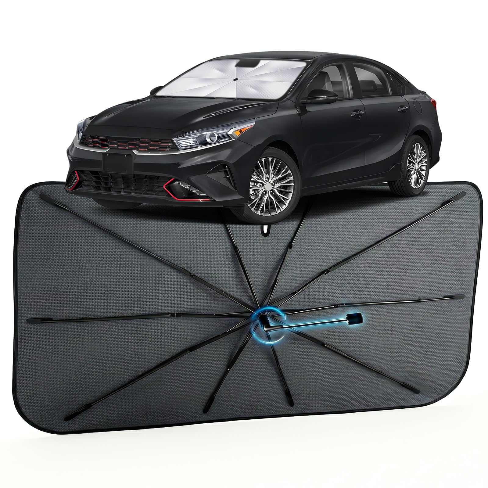 Car Windshield Sun Shade Umbrella for Kia Forte 2019-2026, 1:1 Fit Sunshade