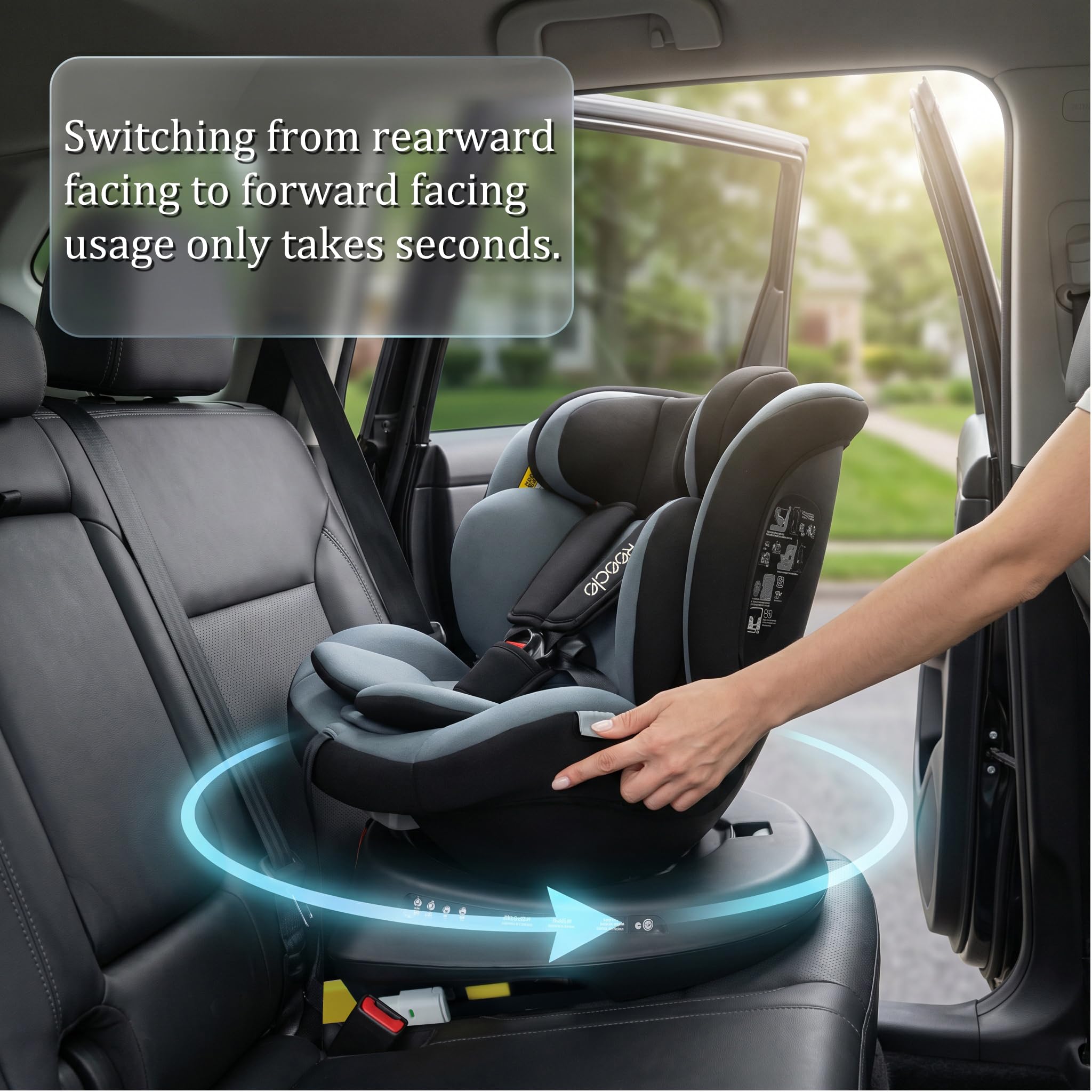 Reecle i-Size Siège Auto 360 Pivotant ISOFIX 40-150 cm, 0-12 ans, Dos à la route jusqu'à 105 cm | Siège auto reboarder avec 5 positions allongées de 0 à 36 kg, groupe 0+ 1/2/3, dossier avec position allongée