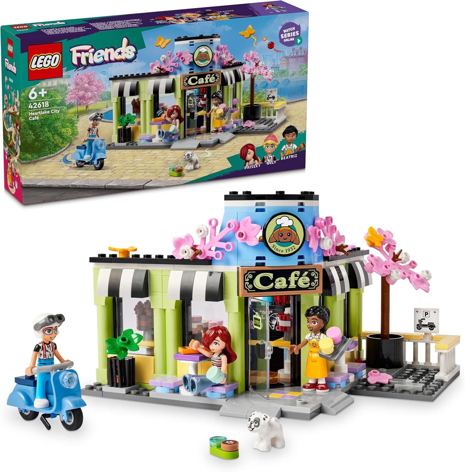 Lego Friends Heartlake City Cafe Toy for Children - Building Pastry - Creative Hobby and Gift Idea for Girls and Boys from 6 Years - 3 Mini Dolls and a Dog 42618