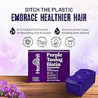 Vista 5 de Herbishh Paquete de 5 barras de champú morado para cabello rubio con biotina, barra sólida para neutralizar los tonos cobrizos, fortalecer y agregar