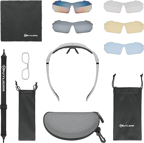 Miniatura 6 de OUTLIERR Gafas de ciclismo polarizadas, con 5 lentes, protección anti-UV400, al aire libre, pesca, conducción, hombres, mujeres