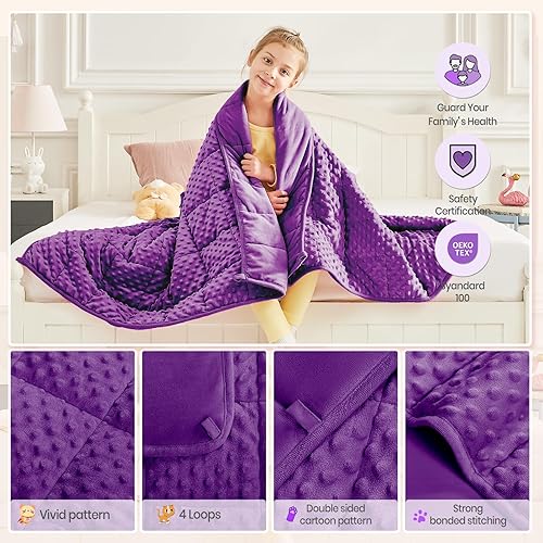 Miniatura 76 de HOSUKKO Manta con peso, manta pesada de unicornio rosa de 3 libras, manta transpirable (36 x 48 pulgadas, 3 libras)