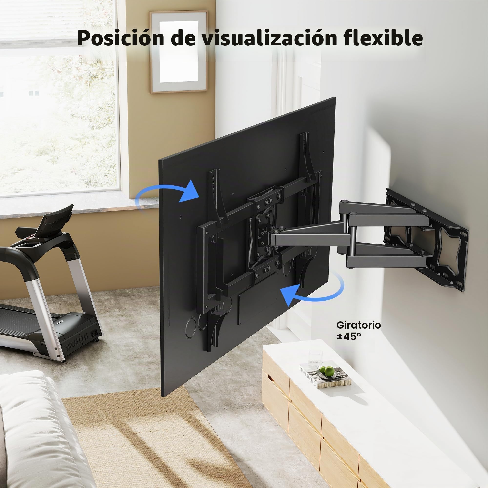 XINLEI Soporte de pared para TV de movimiento completo para la mayoría de televisores planos/curvos de 94 a 218.4 cm de hasta 60 kg, soporte de inclinación giratorio con 6 brazos articulados, VESA