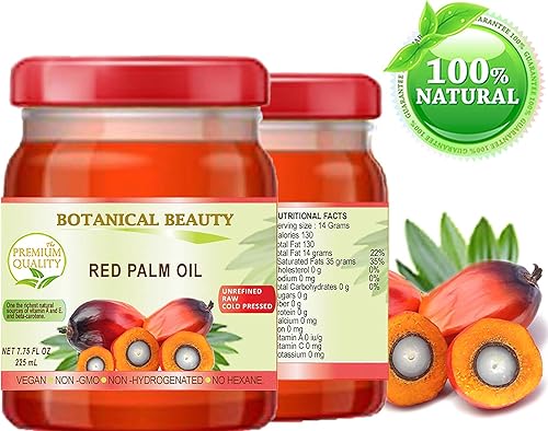Miniatura 2 de Aceite de palma roja 100% puro sin refinar extra virgen sin diluir prensado en frío Super Food 7.75 Fl.oz 7.6 fl oz (PACK 2) por Botanical Beauty