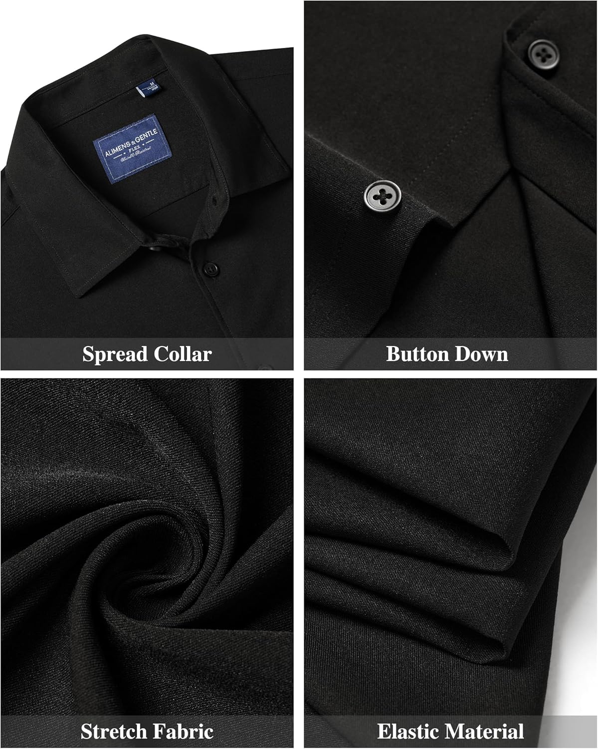 Alimens & Gentle Men's Short Sleeve Dress Shirts Stretch Regular Fit Shirt Casual Button Down Business Shirts - Image 5