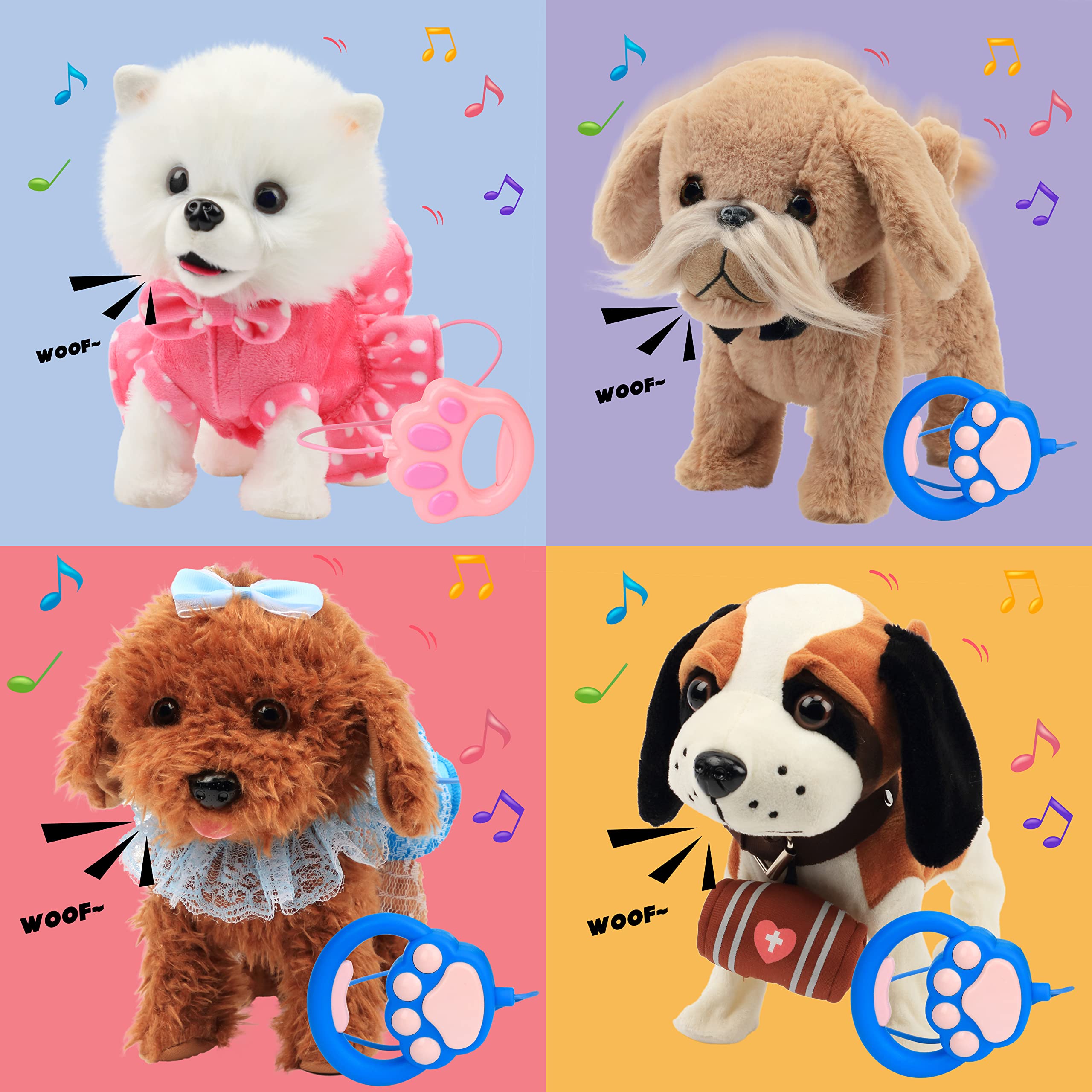 Hopearl Pomerania Que Camina Mascota Electrónica Interactiva Juguete Perro Control Remoto Correa Animado Cachorro Mueve Cabeza Ladra Mueve Cola Regalo para Niños Blanco 25 cm
