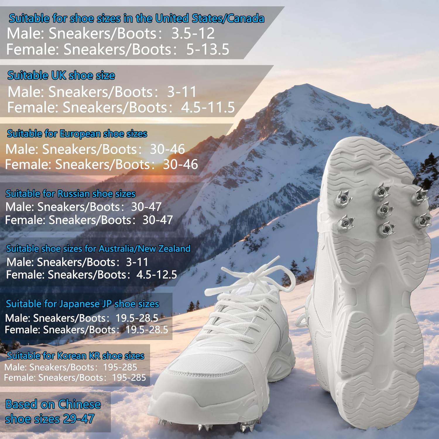 1 Pair Ice Cleats Crampons for Shoes & Boots, 7 Stainless Steel Spikes Anti-Slip Grippers, Portable Universal for Winter Hiking Skiing Snow Walking image 4