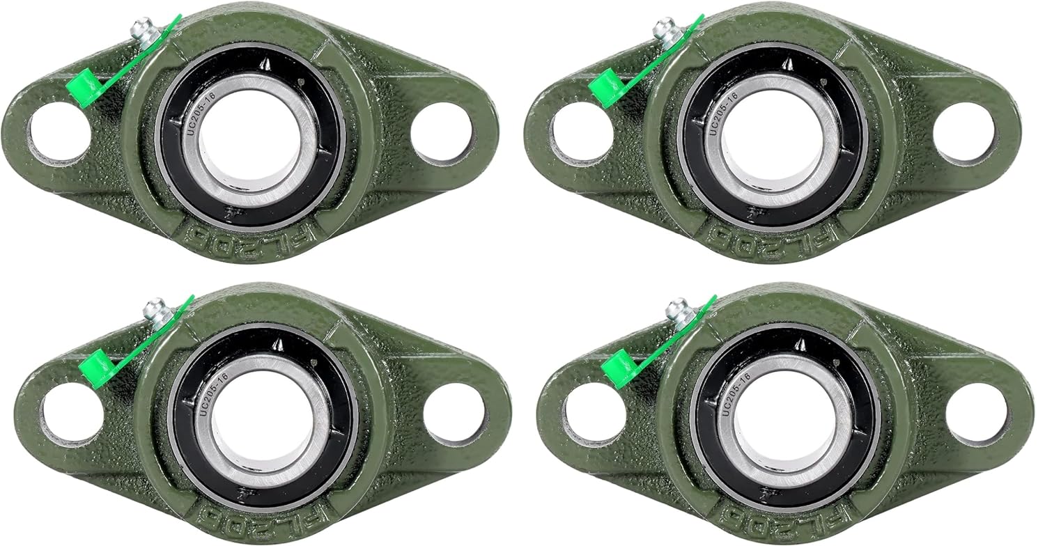 UCFL205-16 Pillow Block Bearing, Flange-Mount Ball Bearing Unit, 1 in Bore, 2-Bolt Flange, Self Aligning Cast Iron Housing, Set Screw Locking Style Flange Pillow Block Bearing (Pack of 2)