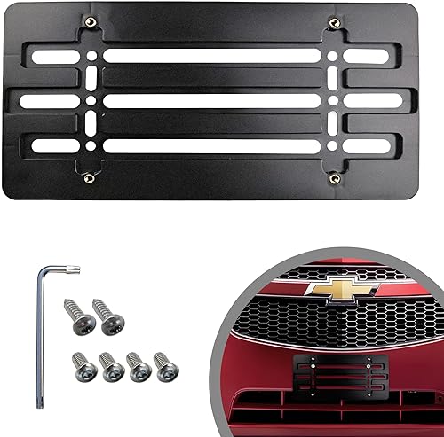 Soporte de placa frontal compatible con Chevrolet 2000-2025, incluye kit de montaje con 6 tornillos y llave, soporte de placa duradero para