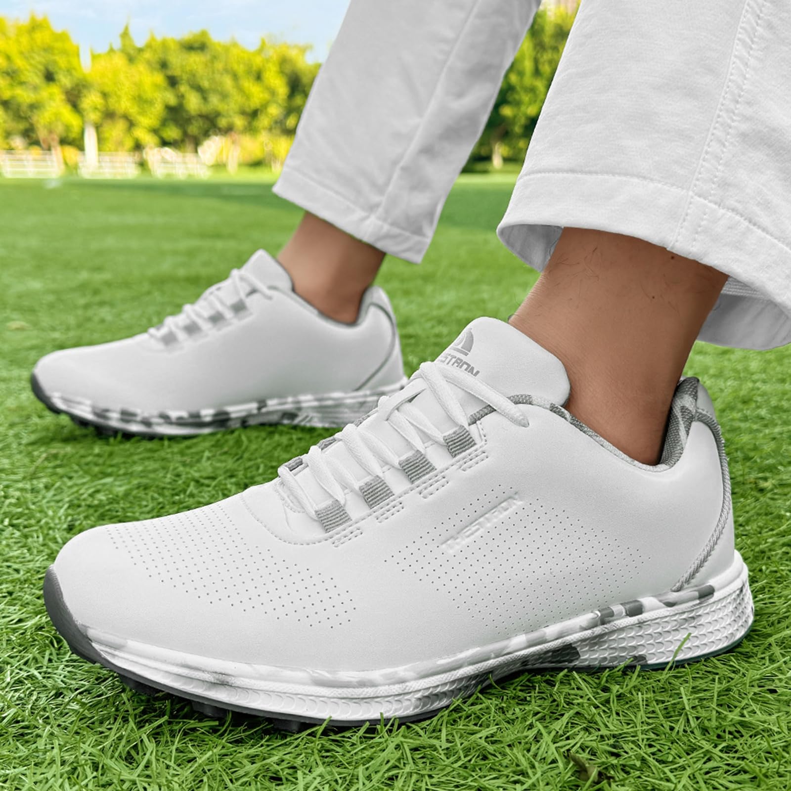 Damen Golfschuhe Leichte Bequeme Golf Sportschuhe mit Schnürung wasserdichte atmungsaktive rutschfeste