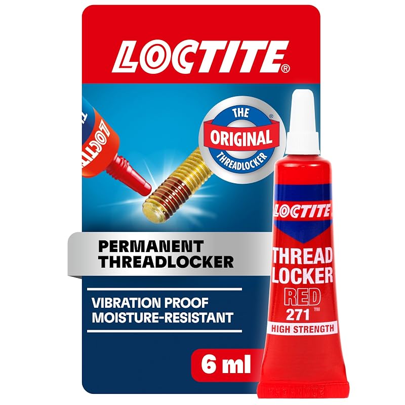 Loctite Threadlocker Red 271 Trava-Roscas Vermelho para Fixação Permanente de Porcas, Parafusos e Fixadores Metálicos, 6 mL