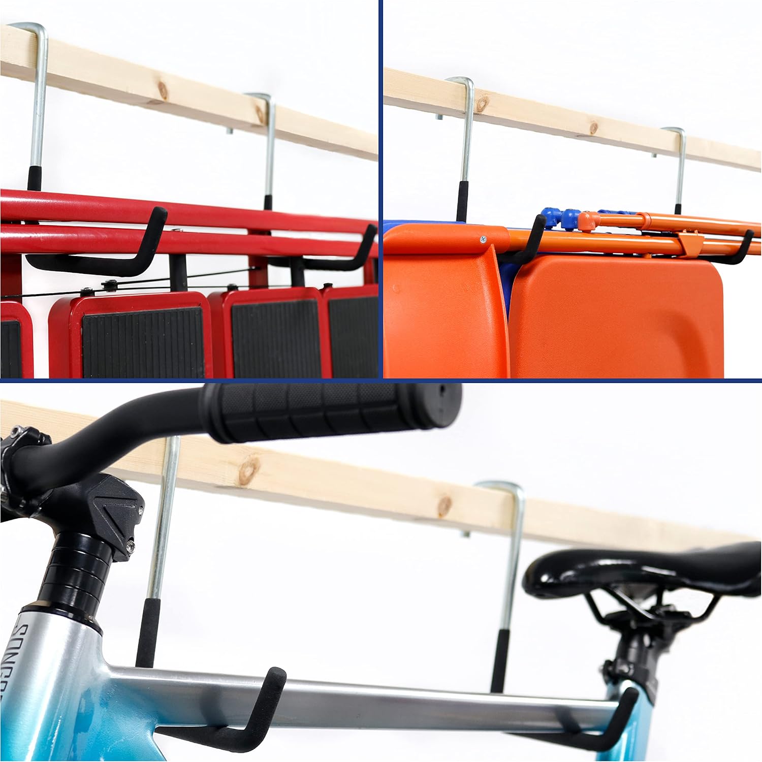 POETISKE Rafter Hanger Hook, Large S Hooks for Hanging, Ladder Hanger, Bike Hooks, Garage Storage Organizer, Black 8PC