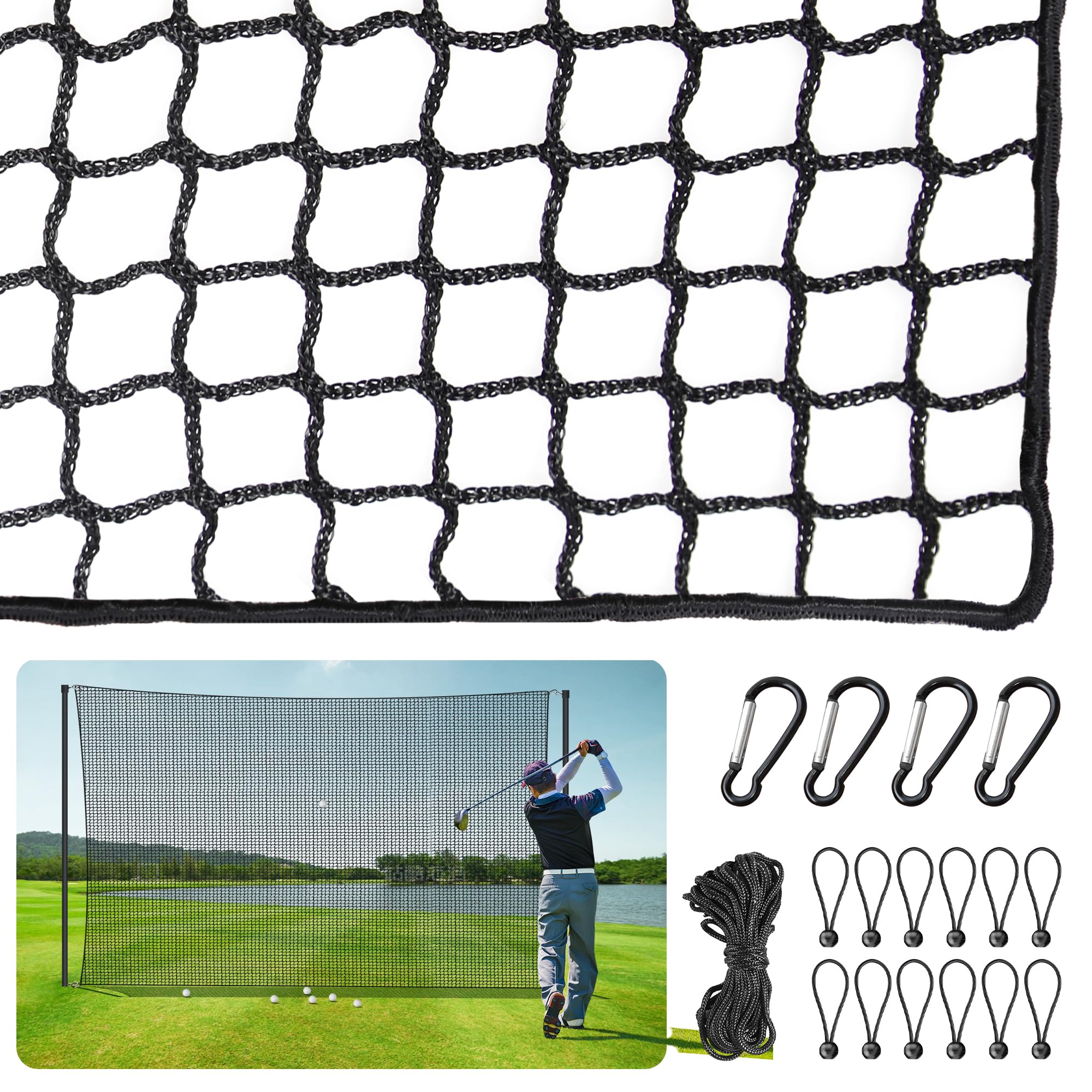 ORIENTOOLS Golf Übungszaunnetz 3mx3m/3mx4.5m/3mx6m, Polyester Golf-Übungsnetz Tragbares Golfnetz für Drinnen und Draußen, verstellbares Schutznetz mit Seil und Schnalle für Garten, und Innenbereich