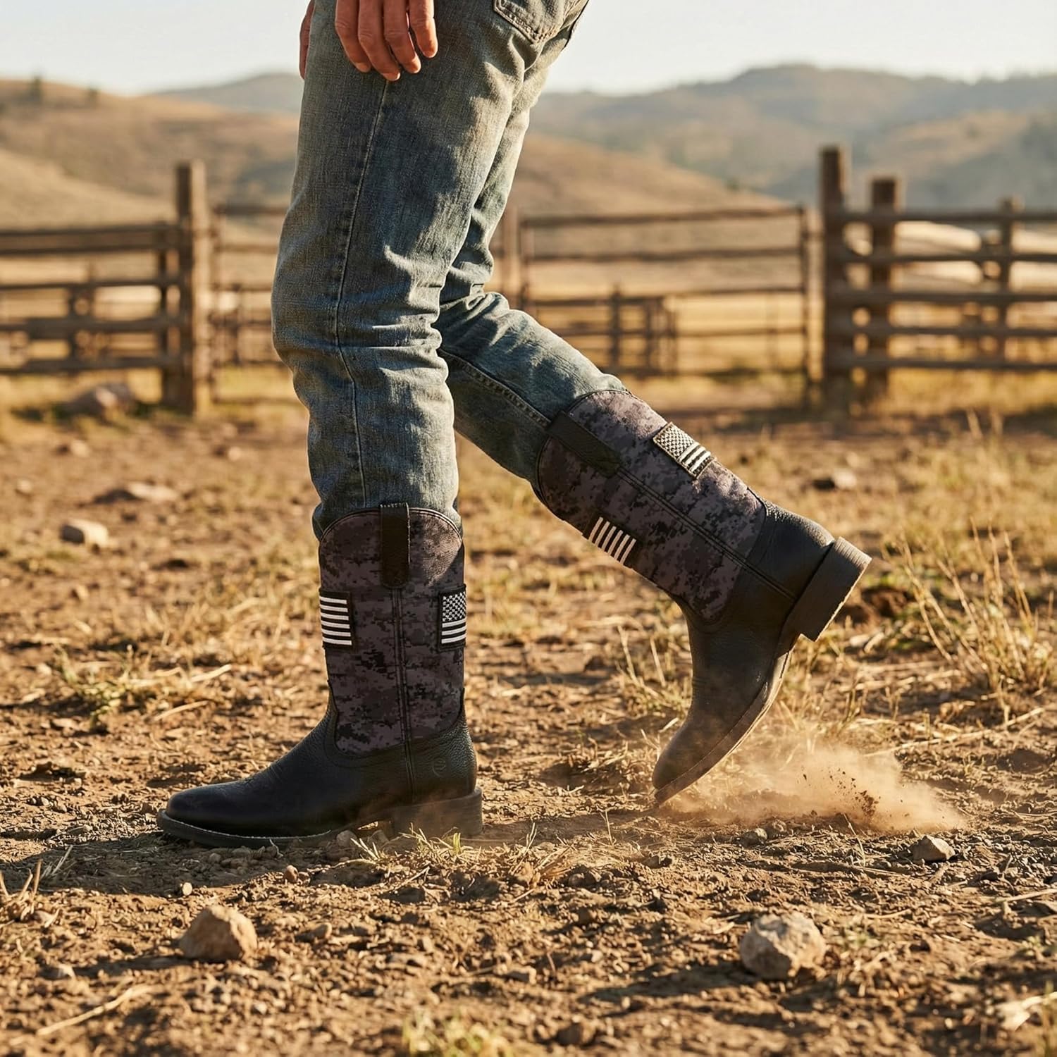 SUREWAY Cowboy Boots For Men - Mens Square Toe Western Boot With Flag,Oil/Slip Resistant,Durable Fashionable Classic Pull on Boots - Image 2