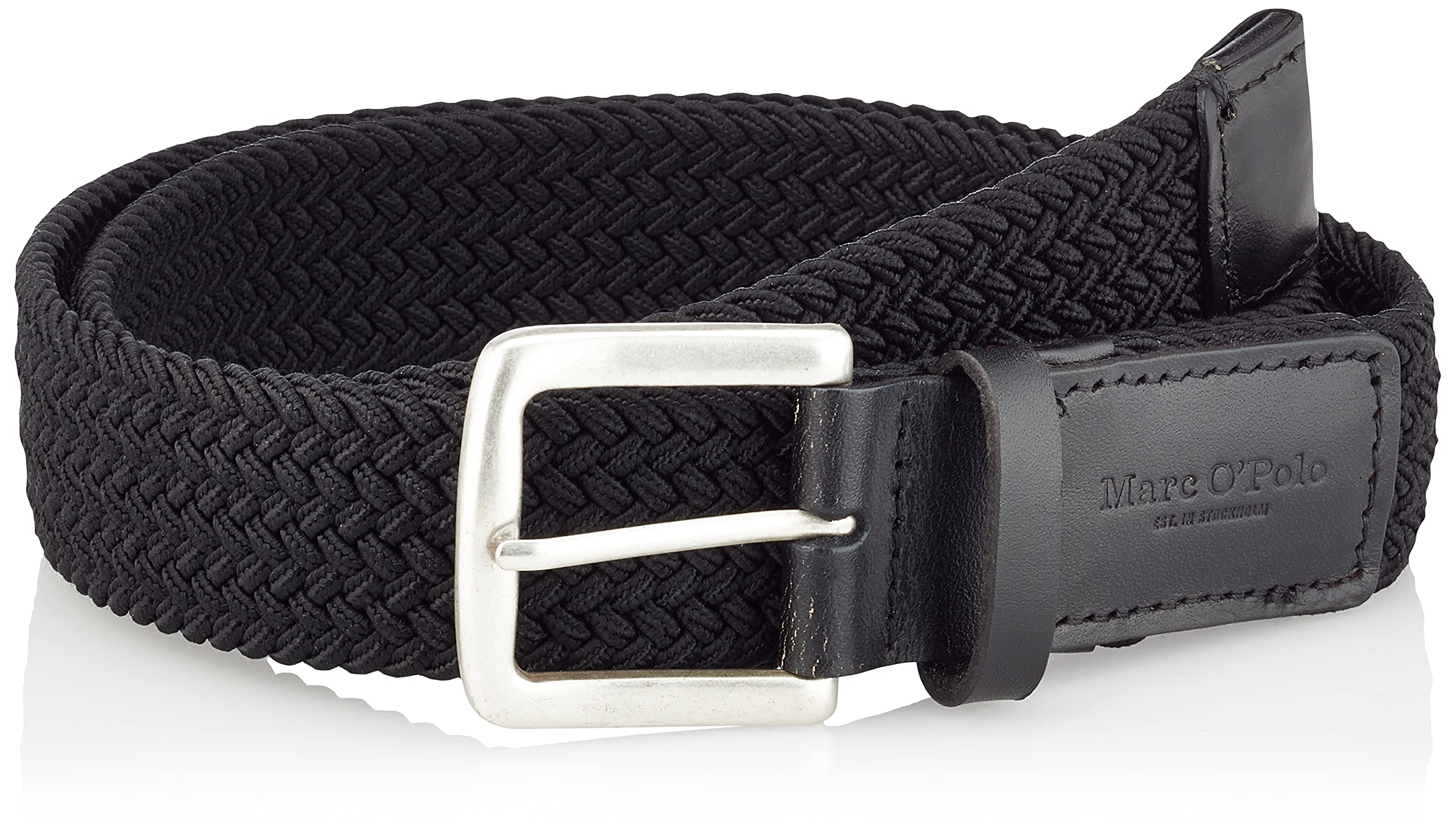 Marc O'Polo Herren Gürtel geflochten aus Stoff, Schwarz (Black), 85
