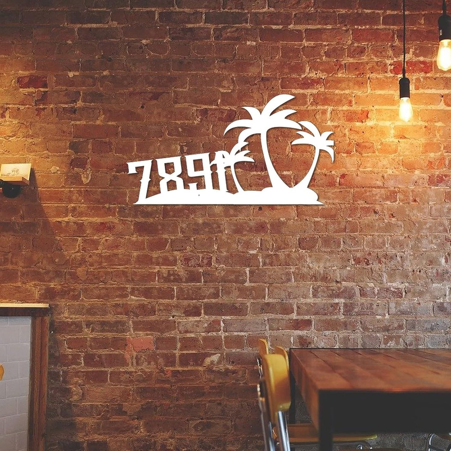 Address Sign Customized Personalized Palm Tree House Number Address Metal Sign 2 House Number Sign Wall Decor Art Outside Decorations Aluminum Retro for House, Street, Door 3D Waterproof Housewarming