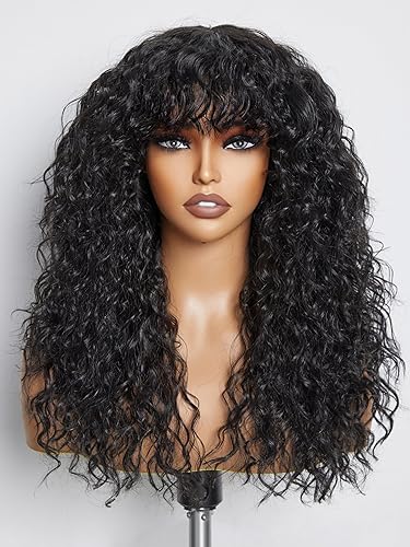 GORGIUS Veralux Blend Shaggy Haircuts Natural Black Curly Wig with