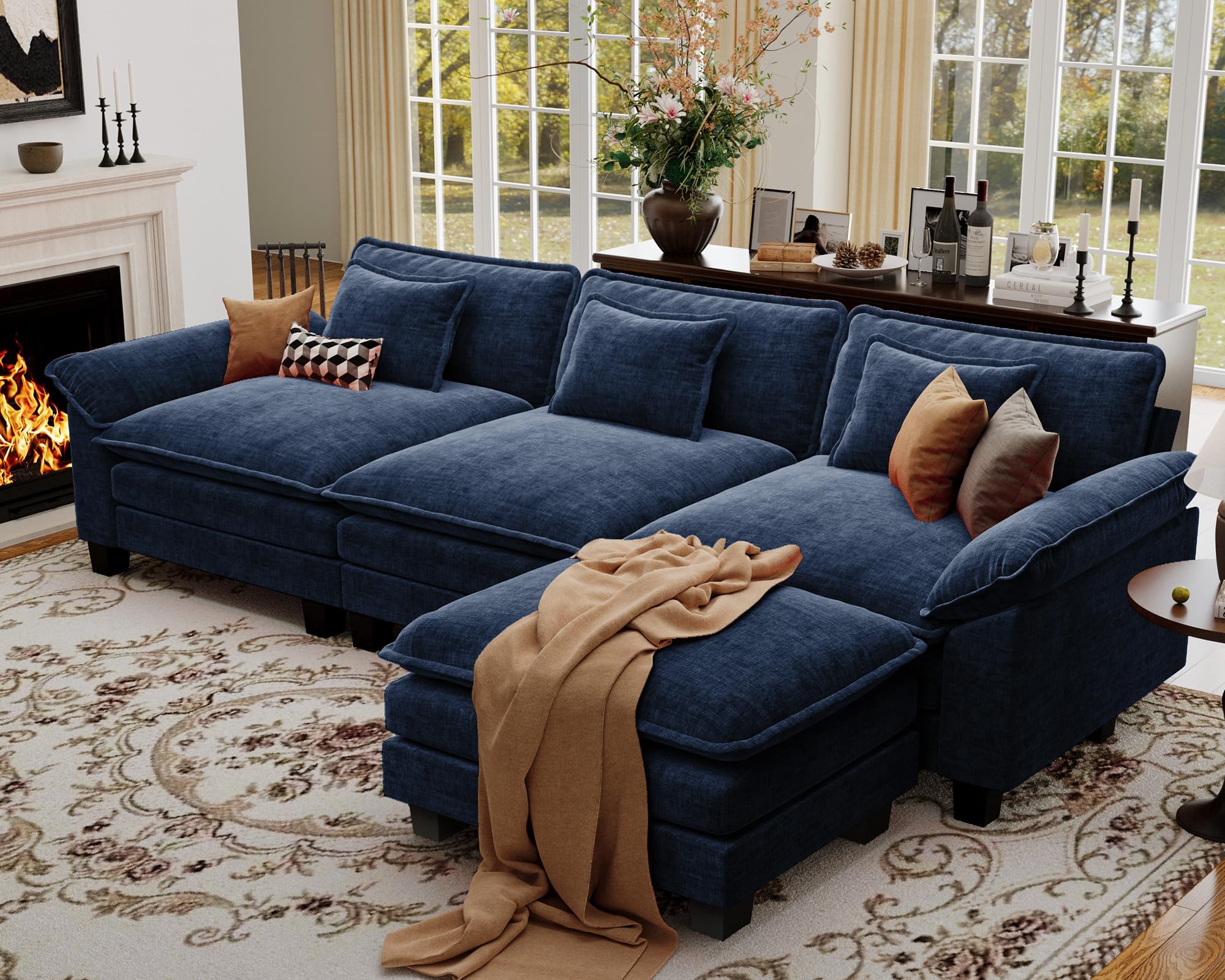 CDCASA 120 Inch Modular Sectional Blue