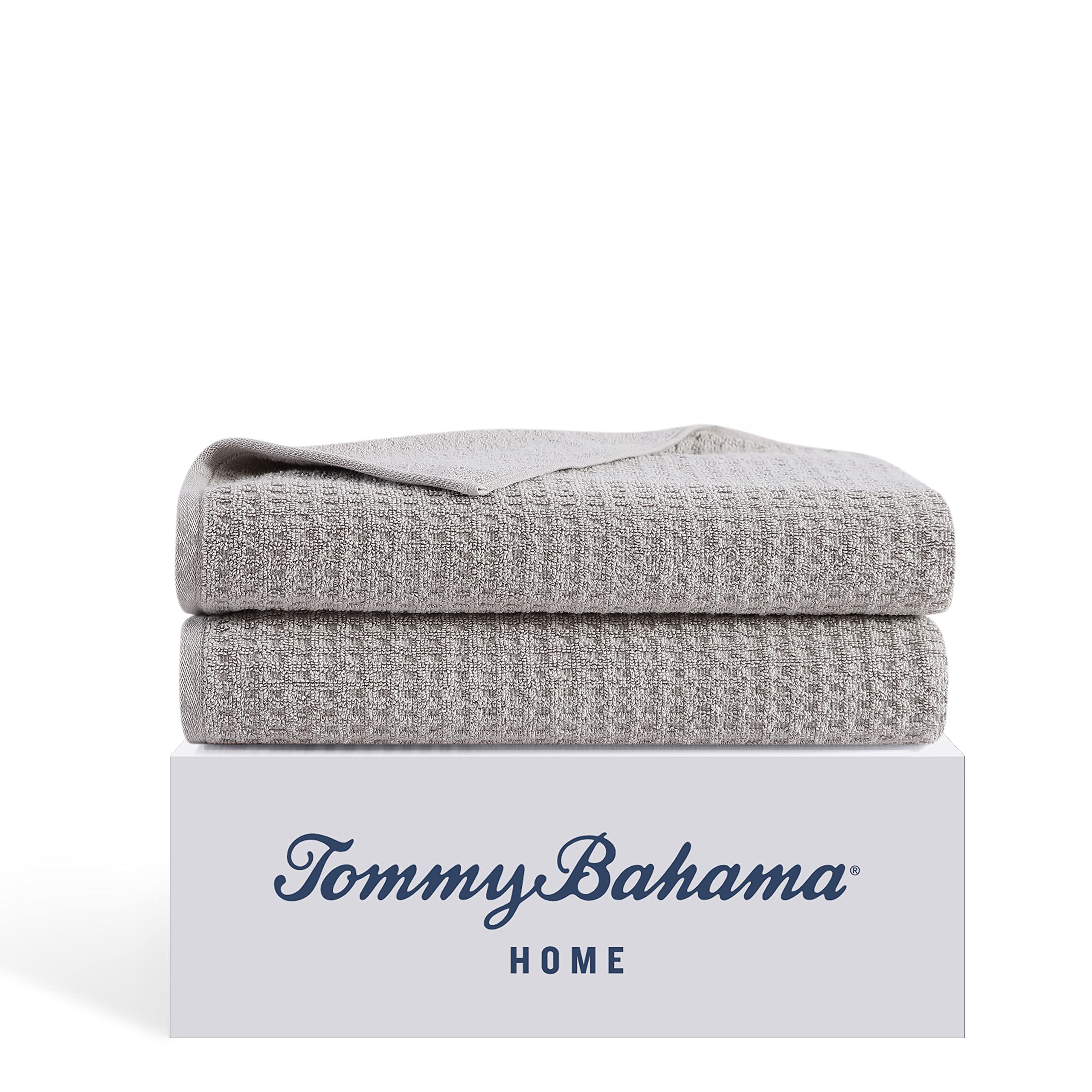 Tommy Bahama- Bath Sheet Set, Highly Absorbent Cotton Bathroom Decor, Low Linting & Fade Resistant, Oeko-Tex Certified (Northern Pacific Grey, 2 Piece)