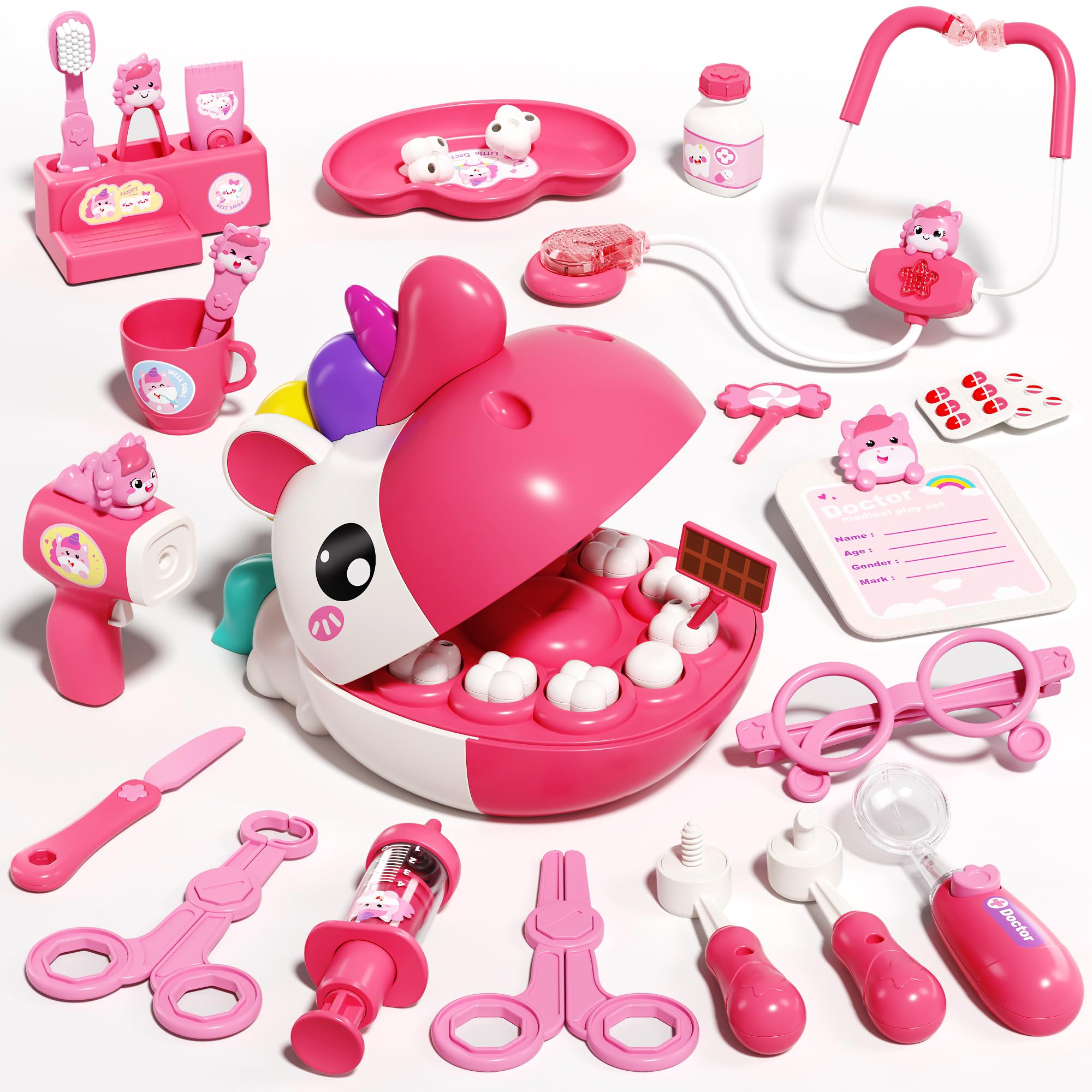 Dentist Toys for Kids 3-6 Year Old Girls,Kids Doctor Set with Lights and Sounds, Role Play Toys for 3 4 5 6 Year Old Girls,Birthday Gifts for 3-5 4-6 5-7 Year Old Girls