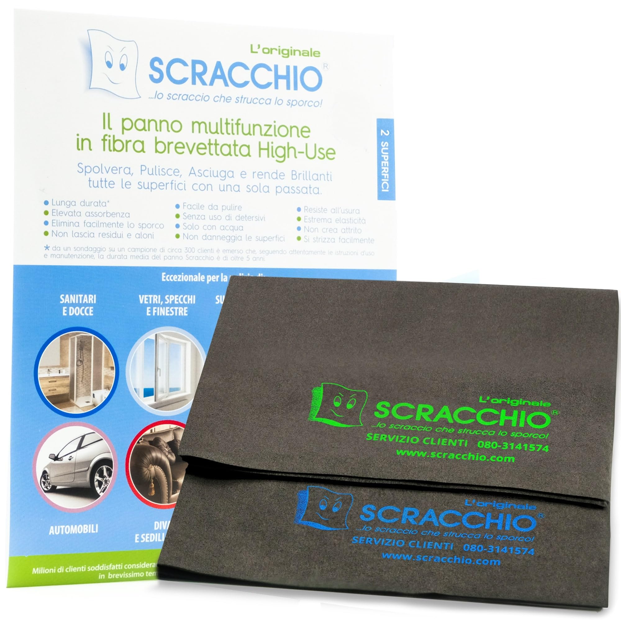 Scracchio L Originale il Panno Magico in Microfibra Brevettata con Durata 5 anni