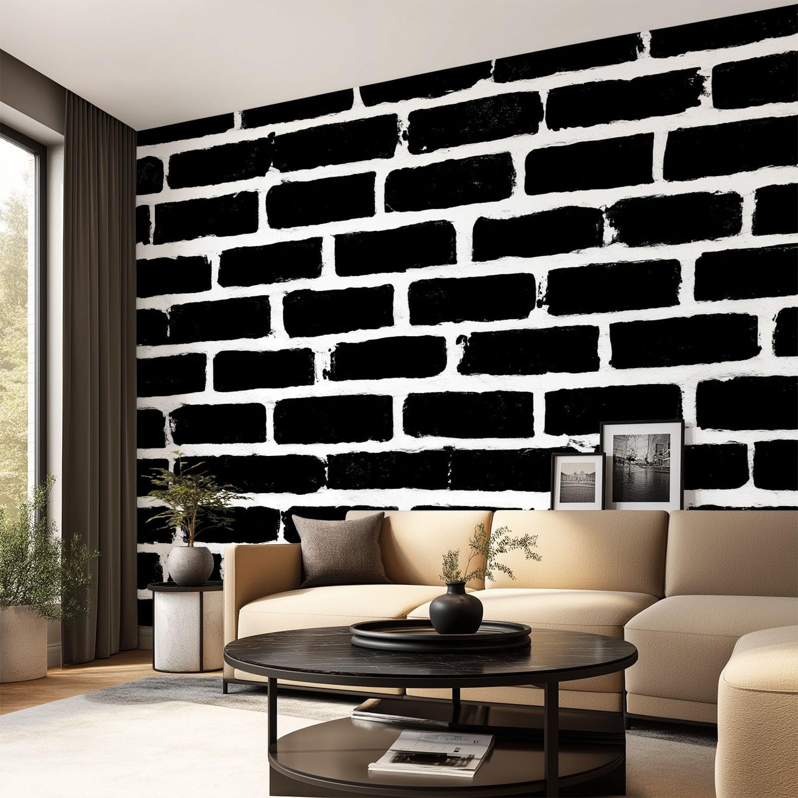 Minimalistyczna tapeta 3D, przemysłowa, 400 x 280 cm, mural, czarno-biała cegła, tapeta do sypialni, przedszkola, malowniczego ogrodu, wisząca