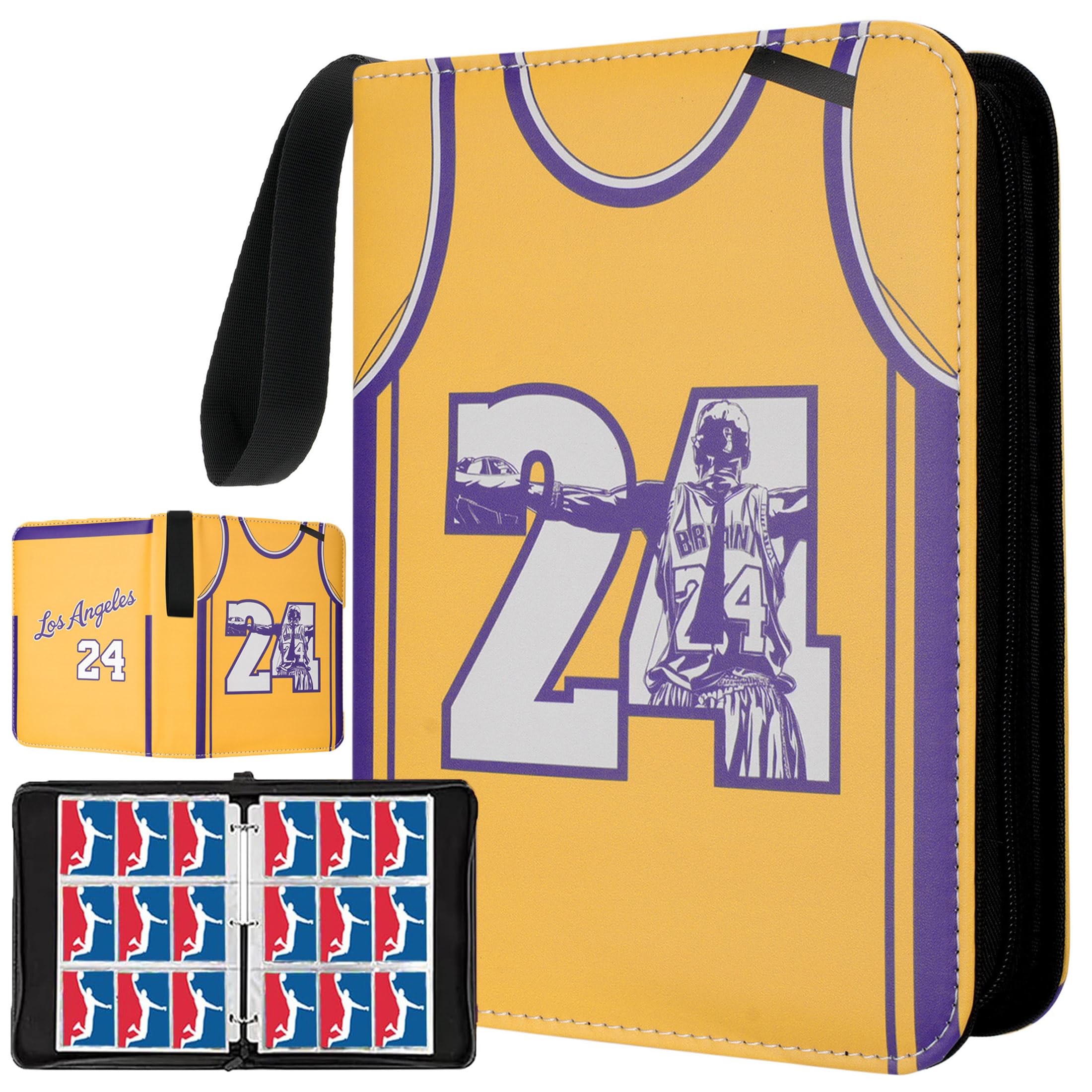 HBK Raccoglitore per carte da basket, 900 tasche, in pelle PU con 50 maniche rimovibili, album di carte collezionabili per bambini e collezionisti (KB24)
