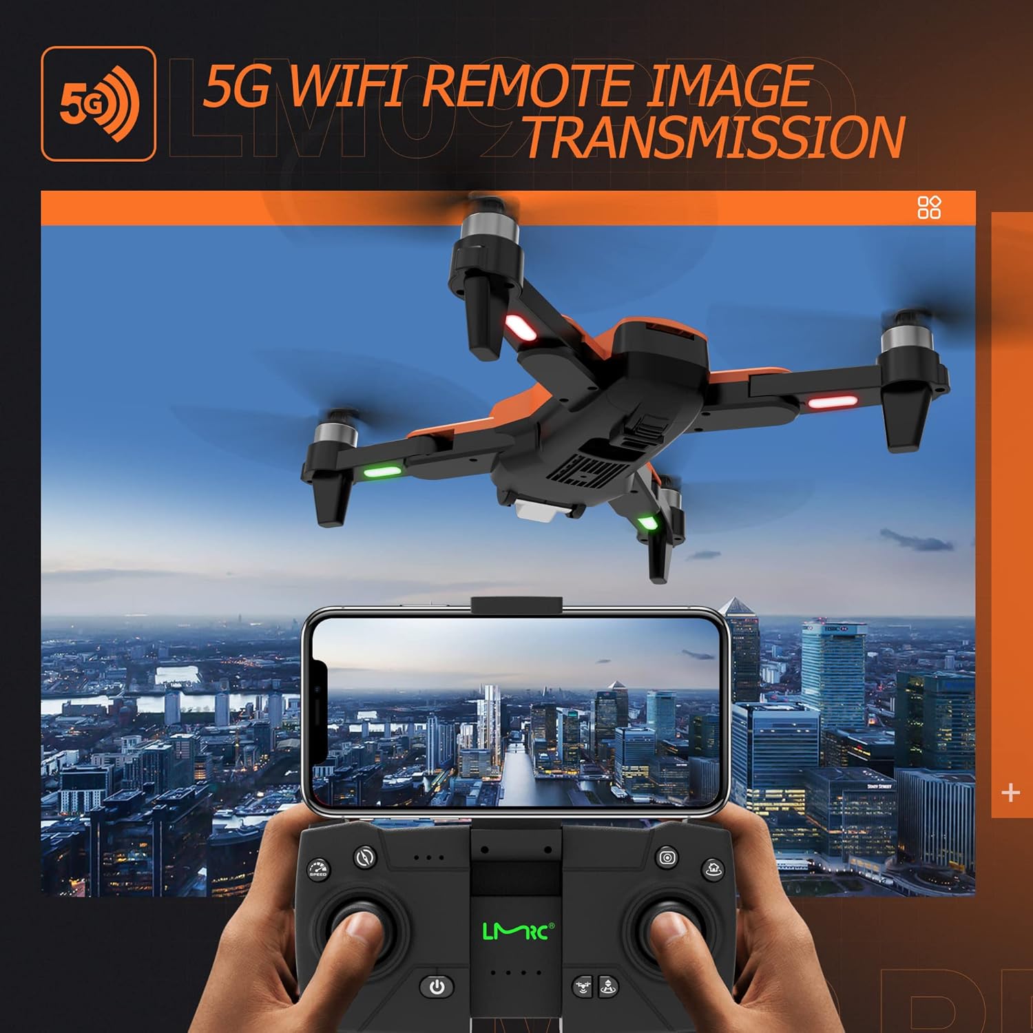GPS Drone with Camera for Adults 4K UHD, Brushless Motor, GPS Auto Return, 5GHz FPV RC Quadcopter Auto Return Home, Altitude Hold, Follow Me, Custom Flight Path, Easy for Beginner, 3 Batteries and Carrying Bag, Orange