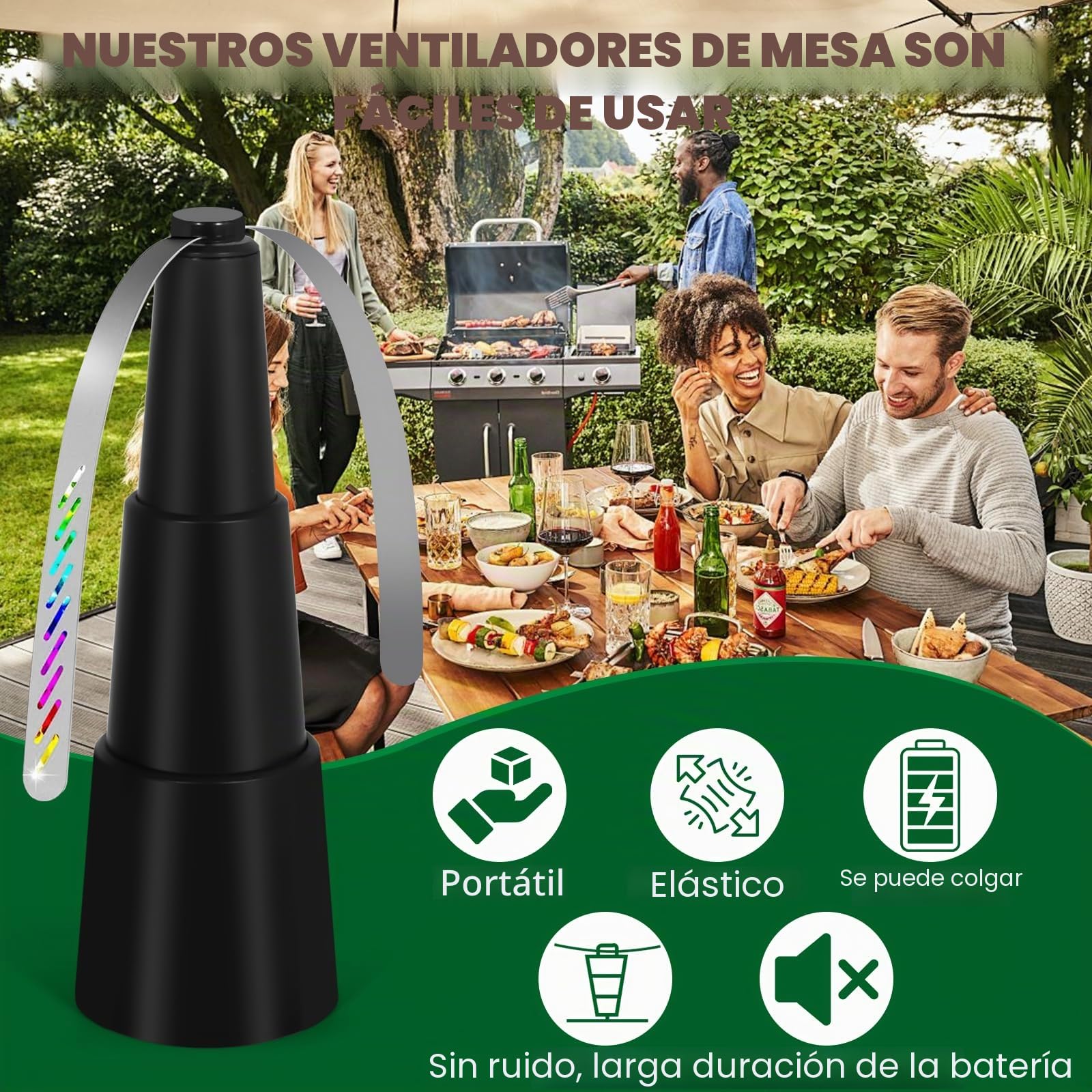 Ventilador Repelente de Moscas, Ventiladores para Moscas de Picnic, Repelente de Insectos, Ventilador de Mosca para Terraza, Picnic, Barbacoa, Exterior e Interior(2 Pieza)