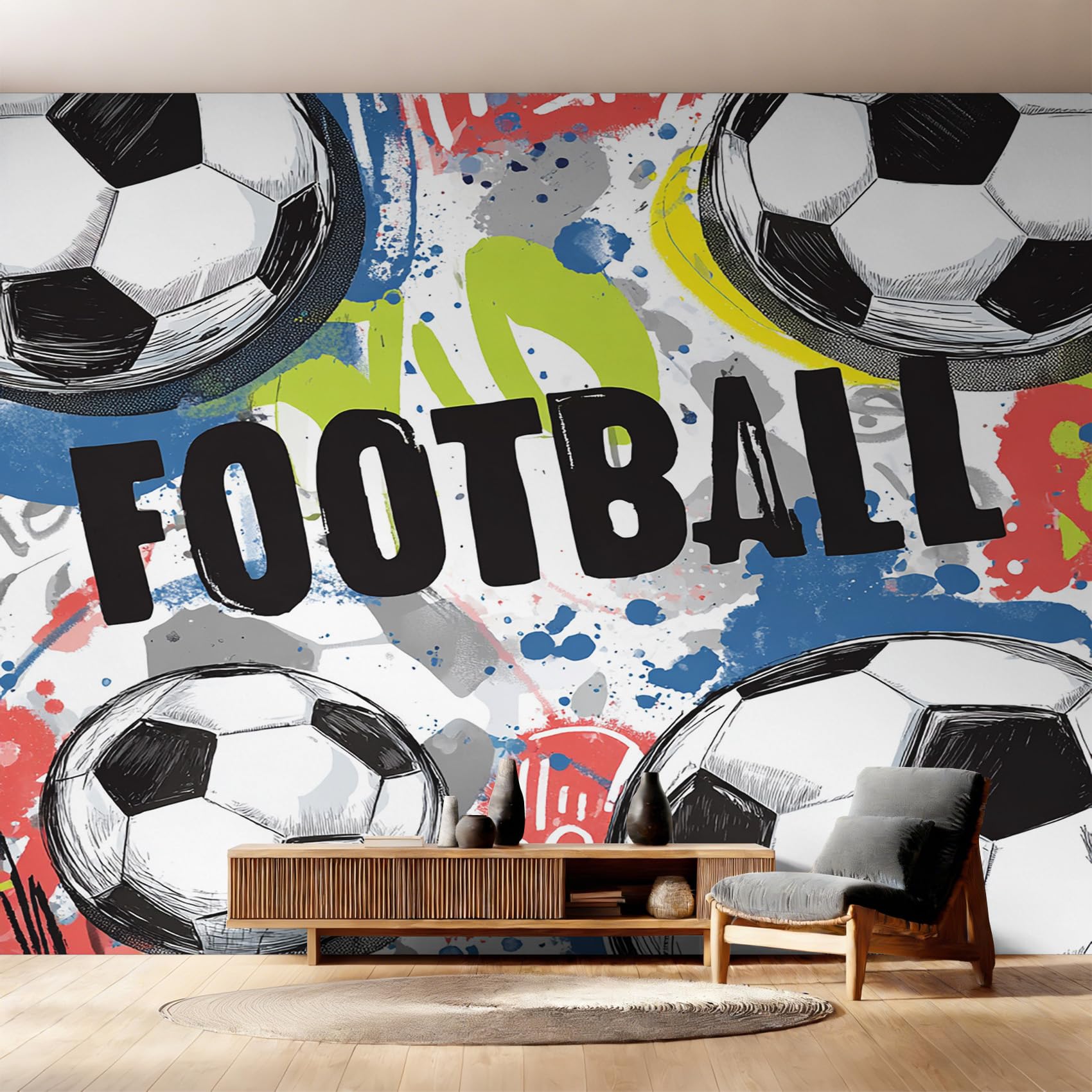 Papier peint football intissé grand format 350x256 cm facile à poser