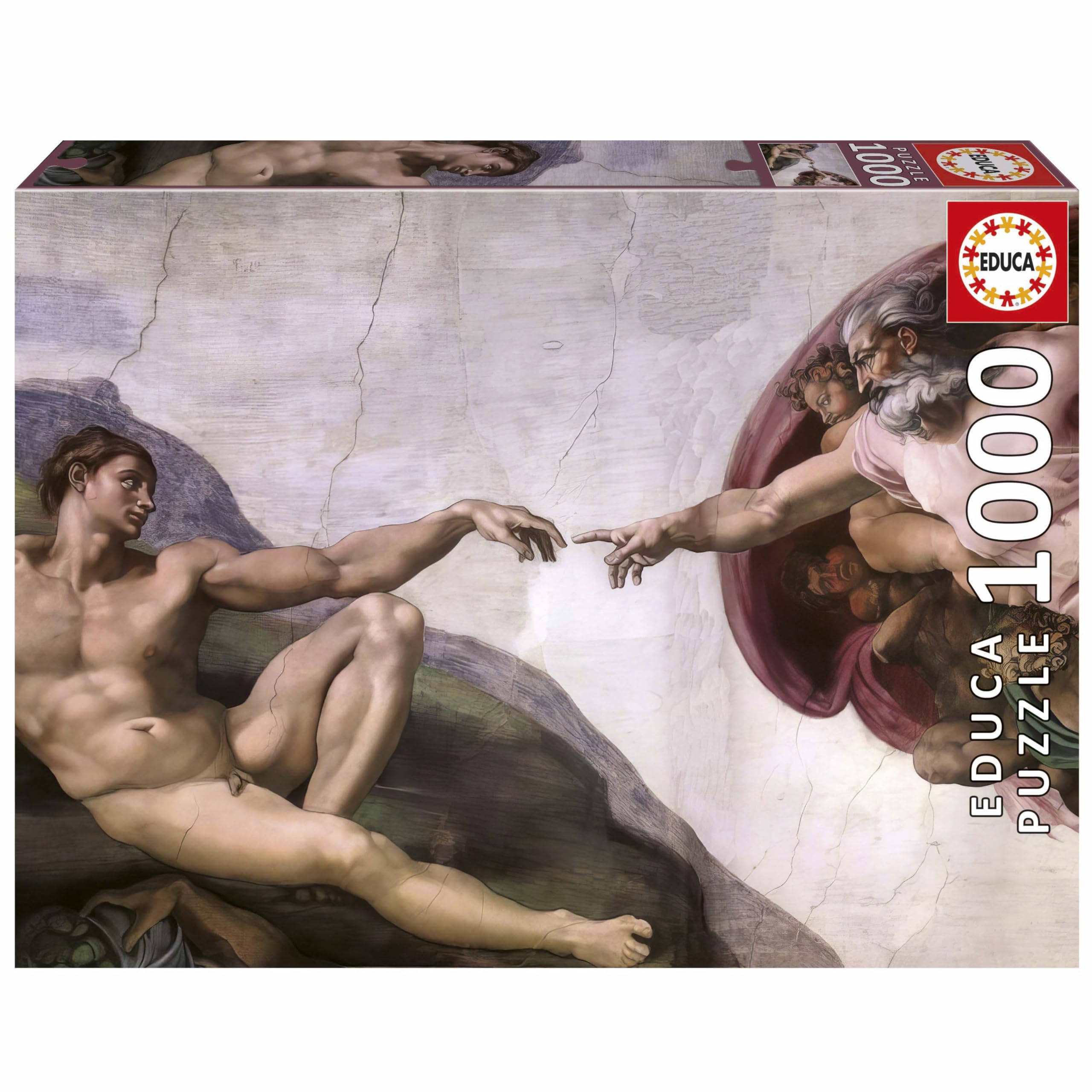 Educa - 1000 Piece Jigsaw Puzzle for Adults | The Creation of Adam | Michelangelo Sistine Chapel Masterpiece | Ages 14+ (20579)