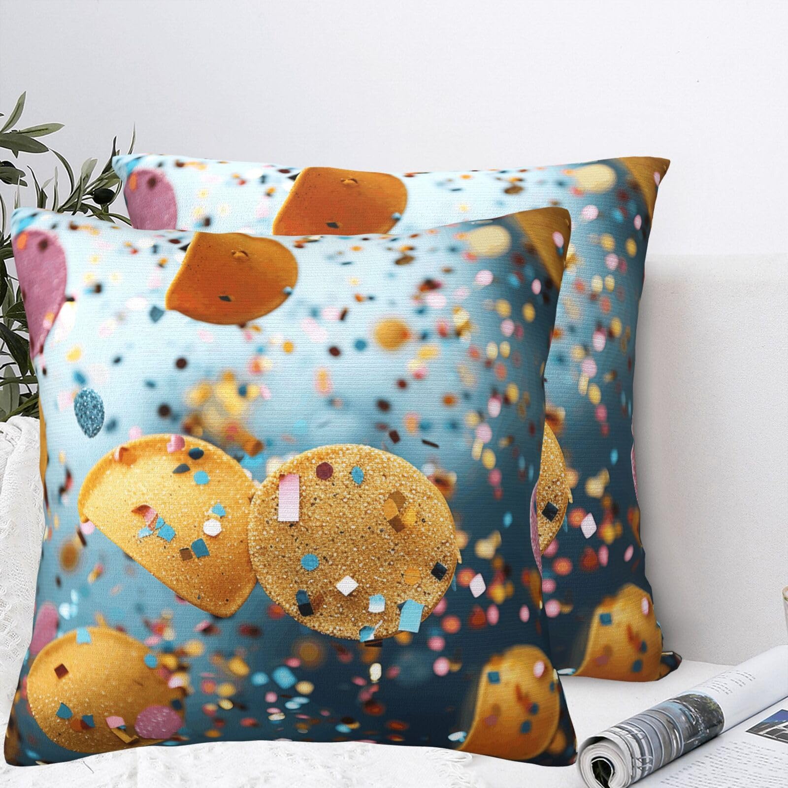 QMKFWT Confetti Plush Throw Pillow Covers 24"X24",Soft Cozy Couch Cushion Covers Decorative Pillow Cases for Holiday Home Bedroom Sofa Decors